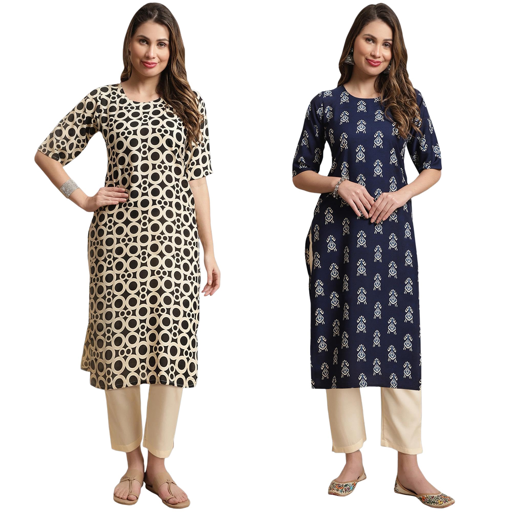 Tee Projekt Printed Crepe Kurti & Pant Set For Women Festival Wear Stylish Kurta Set