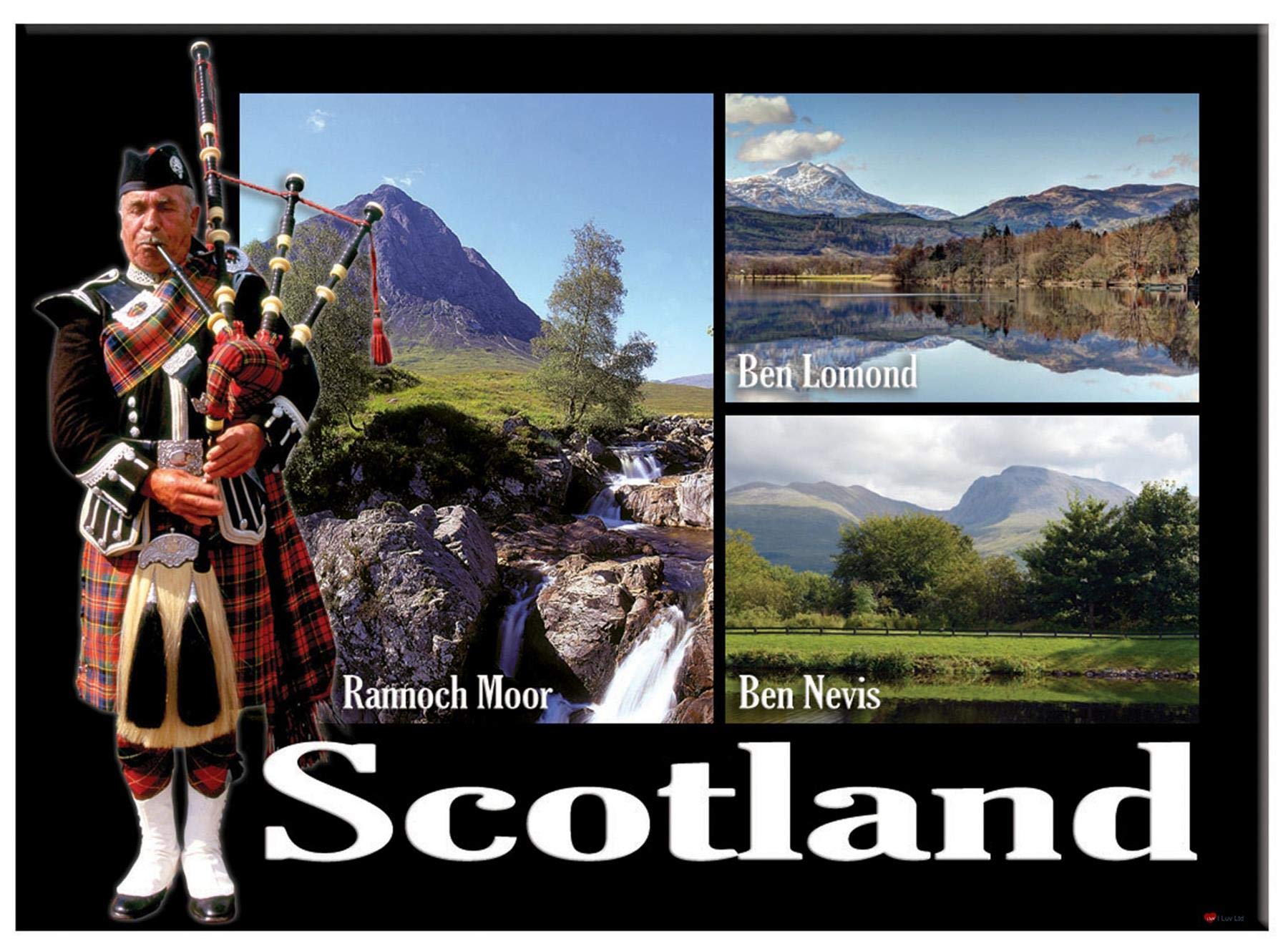 I Luv Ltd Ben Nevi Scottish Piper S Montage Scenic Metallic Fridge Magnet