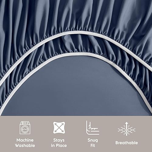 Miniatura 7 de Nestl Juego de sábanas cortas tamaño Queen, microfibra ultrasuave de 1800, doble cepillado, bolsillos profundos, ajuste fácil, juego de 4 piezas