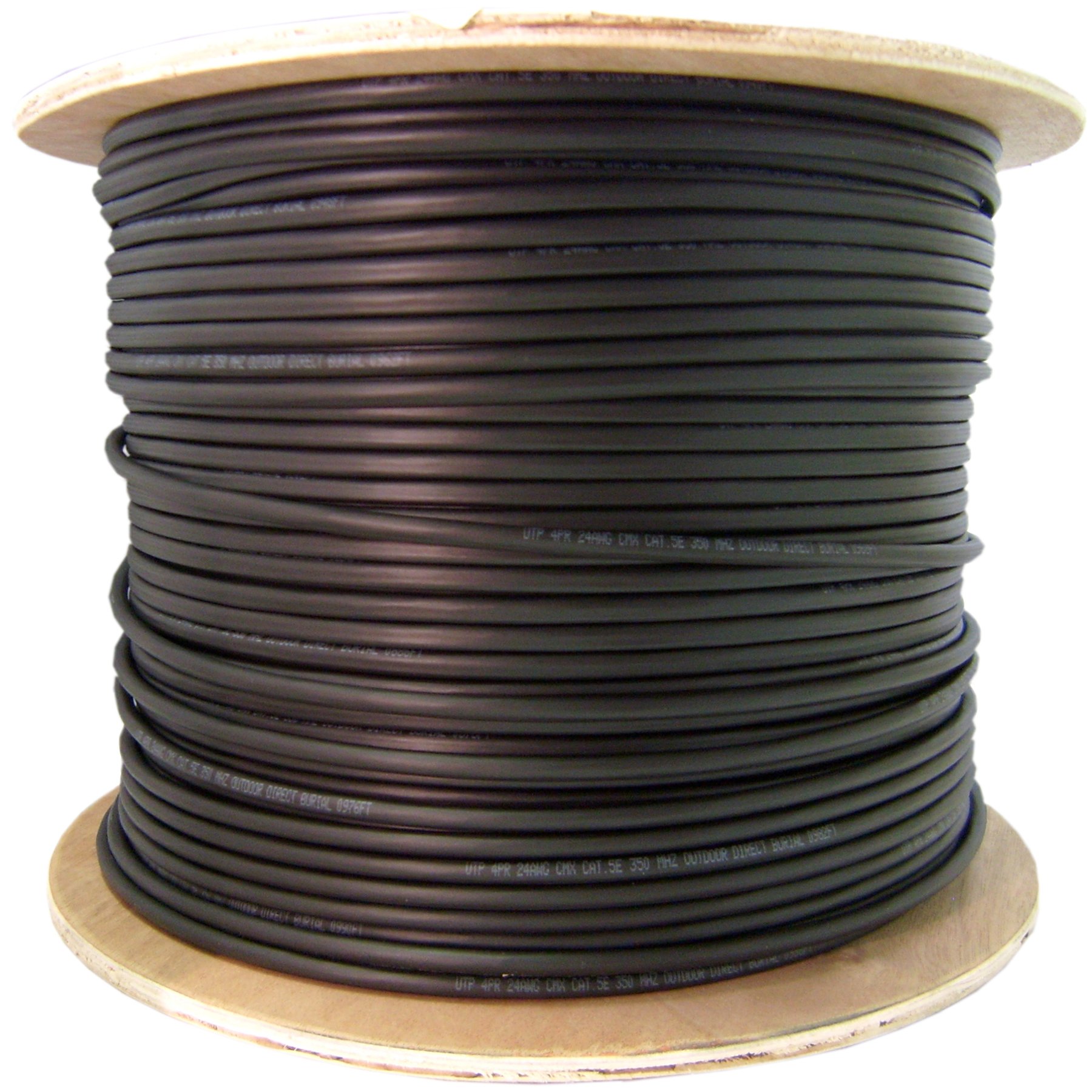 GadKo Direct Burial/Outdoor Rated Shielded Cat6 Black Ethernet Cable, Round, Solid, 23 AWG, Spool, 1000 foot