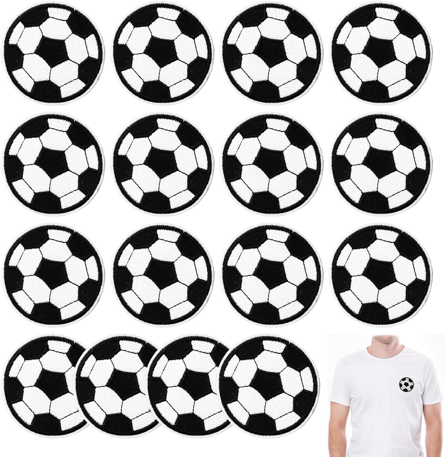 16 Pieces Soccer Embroidery Patches Kids Cartoon Football Cloth Stickers Soccer Ball Iron on Patches Football Sew On Applique Badge for Children Backpack Shoes Jacket Jeans Hat