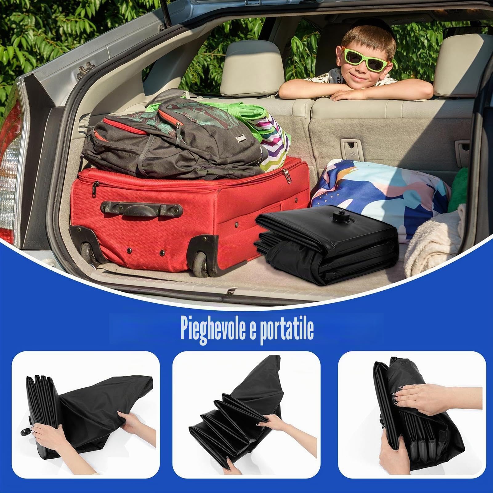 Base doccia pieghevole, 104 x 104 x 25 cm, piatto doccia portatile con tubo di scarico, impermeabile, per tenda da doccia per interni ed esterni, campeggio, doccia per animali domestici