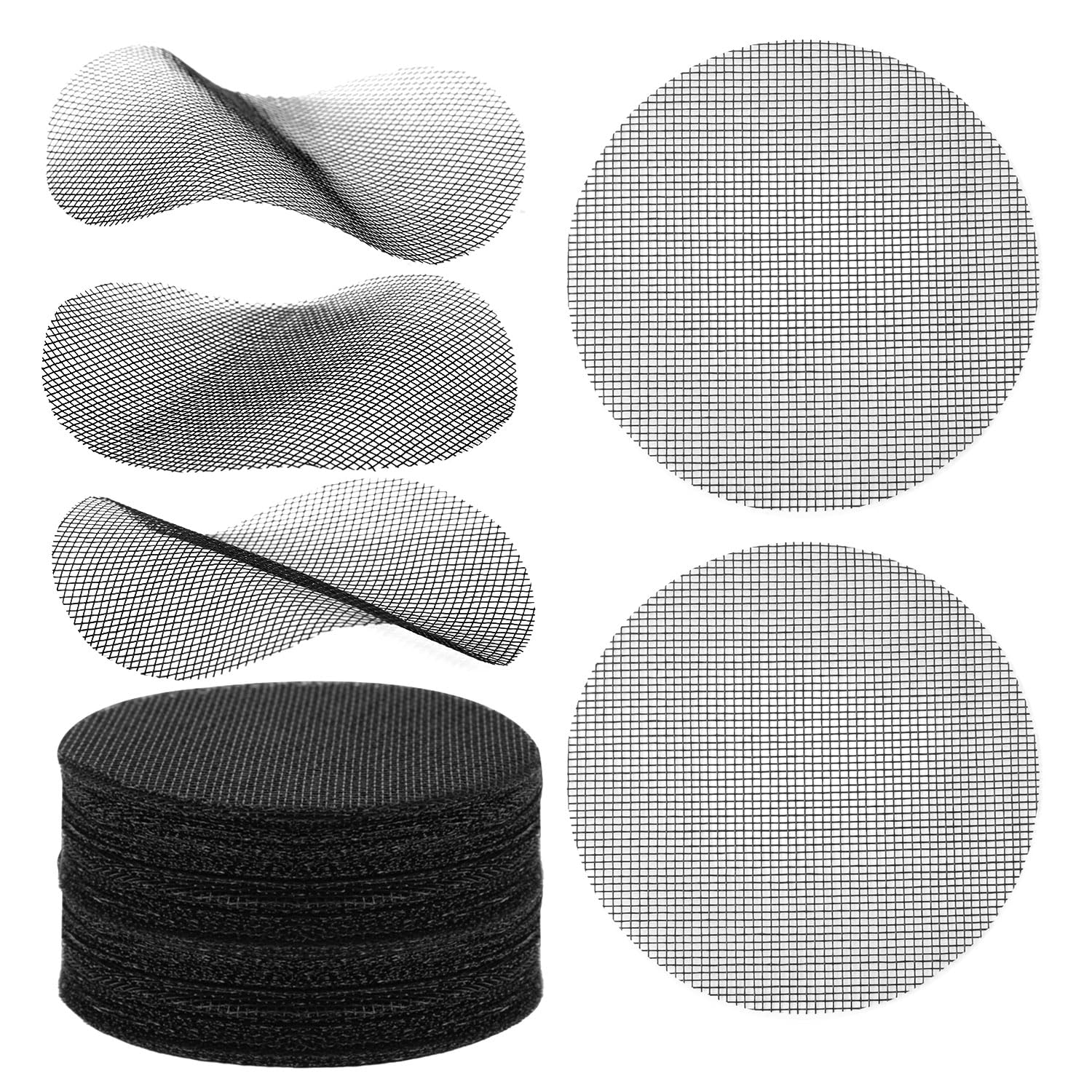 NQEUEPN 50pcs 4 Inch Flower Pot Hole Mesh Pad, Polyethylene Round Bonsai Mesh Drainage Screens Plant Pot Drainage Mesh Flower Pot Bottom Mesh Pad for Garden Potted Plants Prevent Soil Loss