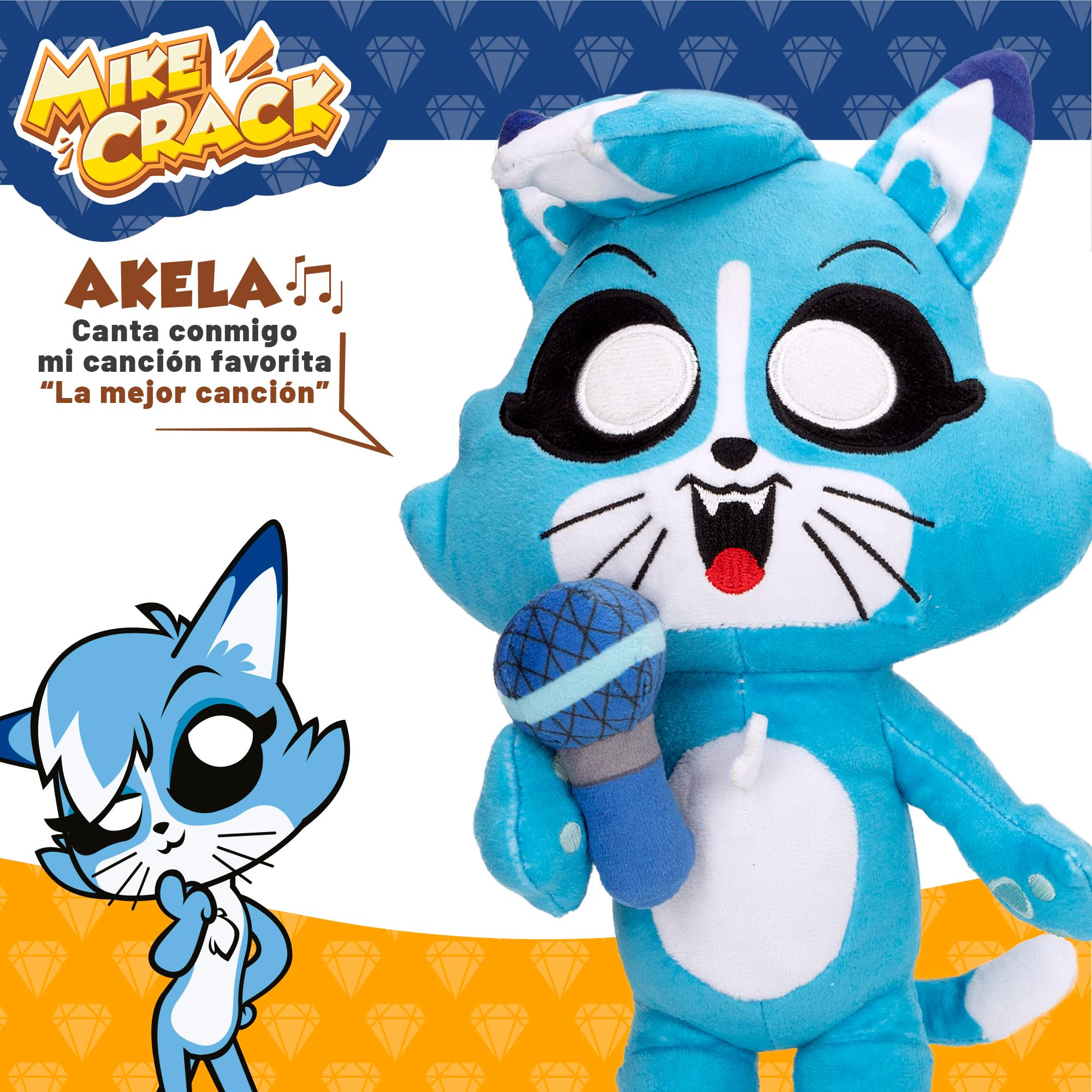 ColorBaby Mikecrack, Peluche Interactivo, Gatita Akela, con música, Grabación y reproducción de Voz, Juguete Personaje Youtube, 29 cm, Canta La Mejor canción, Repite lo Que Dices (85424)