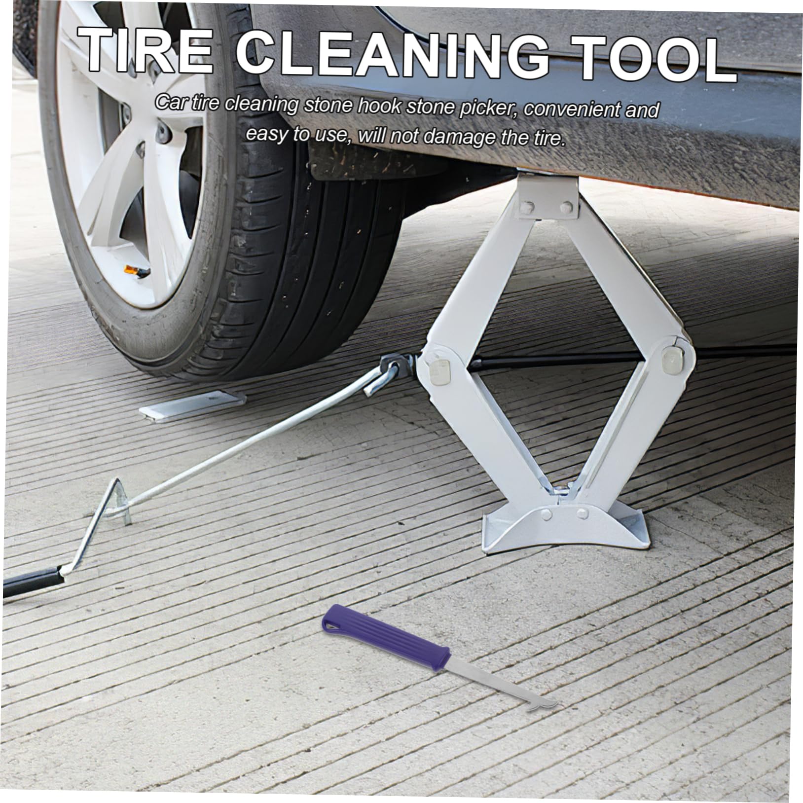 Cabilock Tire Cleaning Hook Car Stone Multifunctional Tire Tool Handheld Easy to Use Car Mechanic Tool