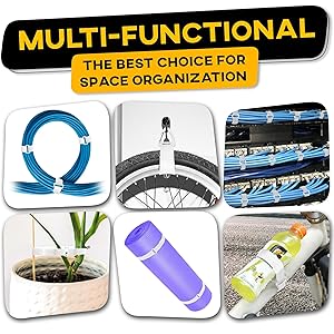 Hook and Loop Cable Straps 30 Feet with 50 Bucklets and 25 Carabineres, Reusable Fastening Cable Ties, Wire Management Securing Strap for Cable Tidy, Wire Management, Multi-Purpose Cord Organizer