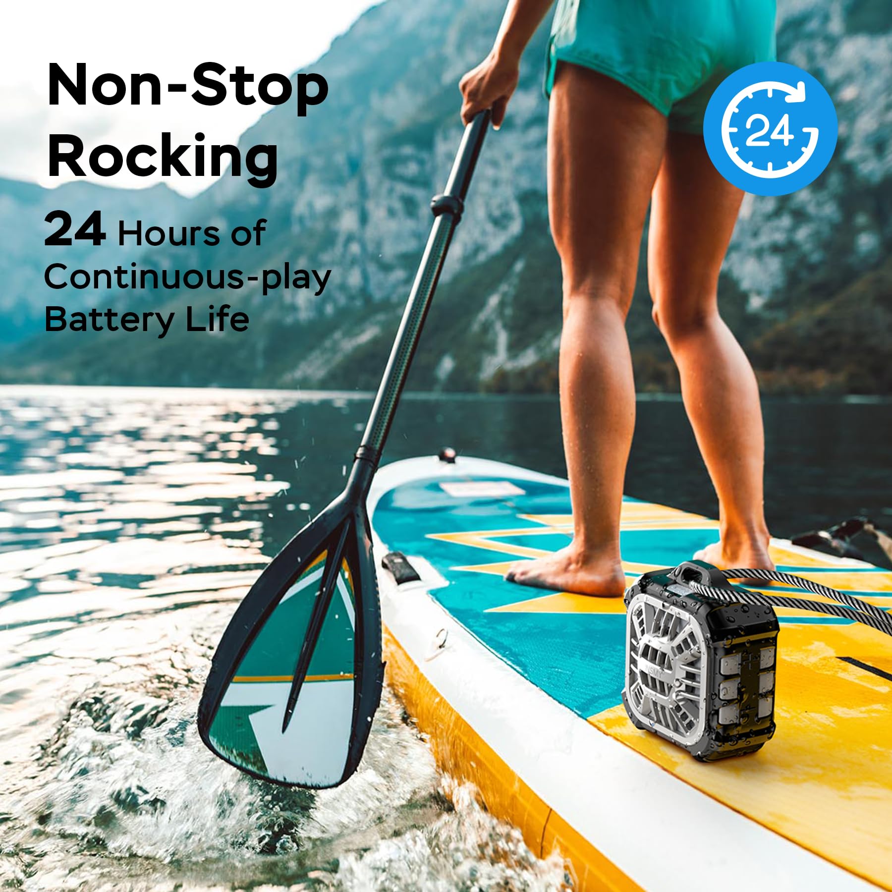 INSMY Altoparlante Bluetooth, impermeabile IPX7, portatile, altoparlante per doccia, sincronizzazione wireless 100+ altoparlanti, bassi potenti volumi, 24 ore di riproduzione/galleggiante/luci RGB