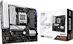 ASRock Placa-mãe B850M Pro RS Micro-ATX AM5, suporte AMD Ryzen 9000/8000/7000, DDR5 8000+ (OC), PCIe 5.0, WiFi 6E, LAN 2.5G, USB 3.2 Gen2 Tipo-C