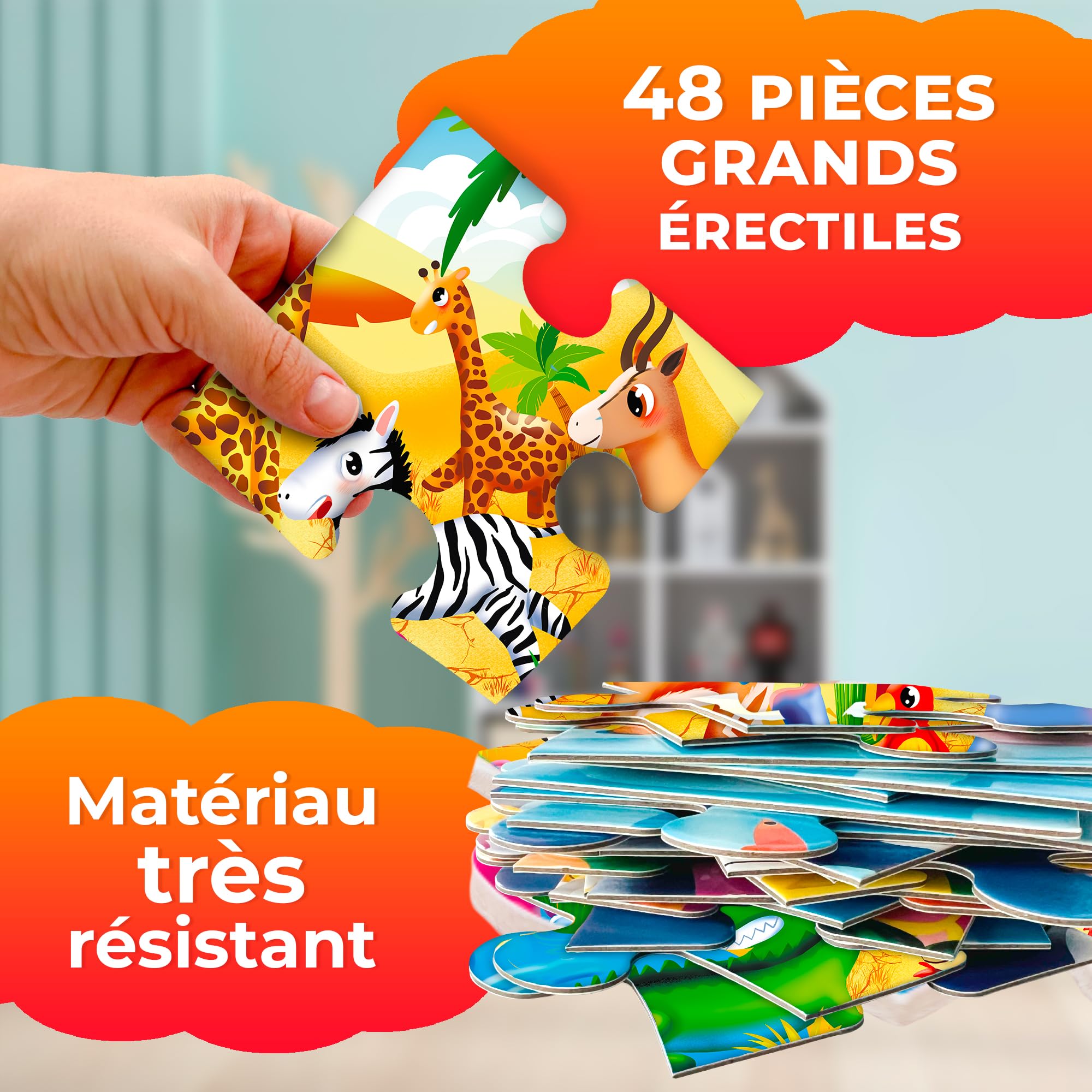 Puzzle animal en bois pour tout-petits de 1 à 6 ans Nombre Puzzles