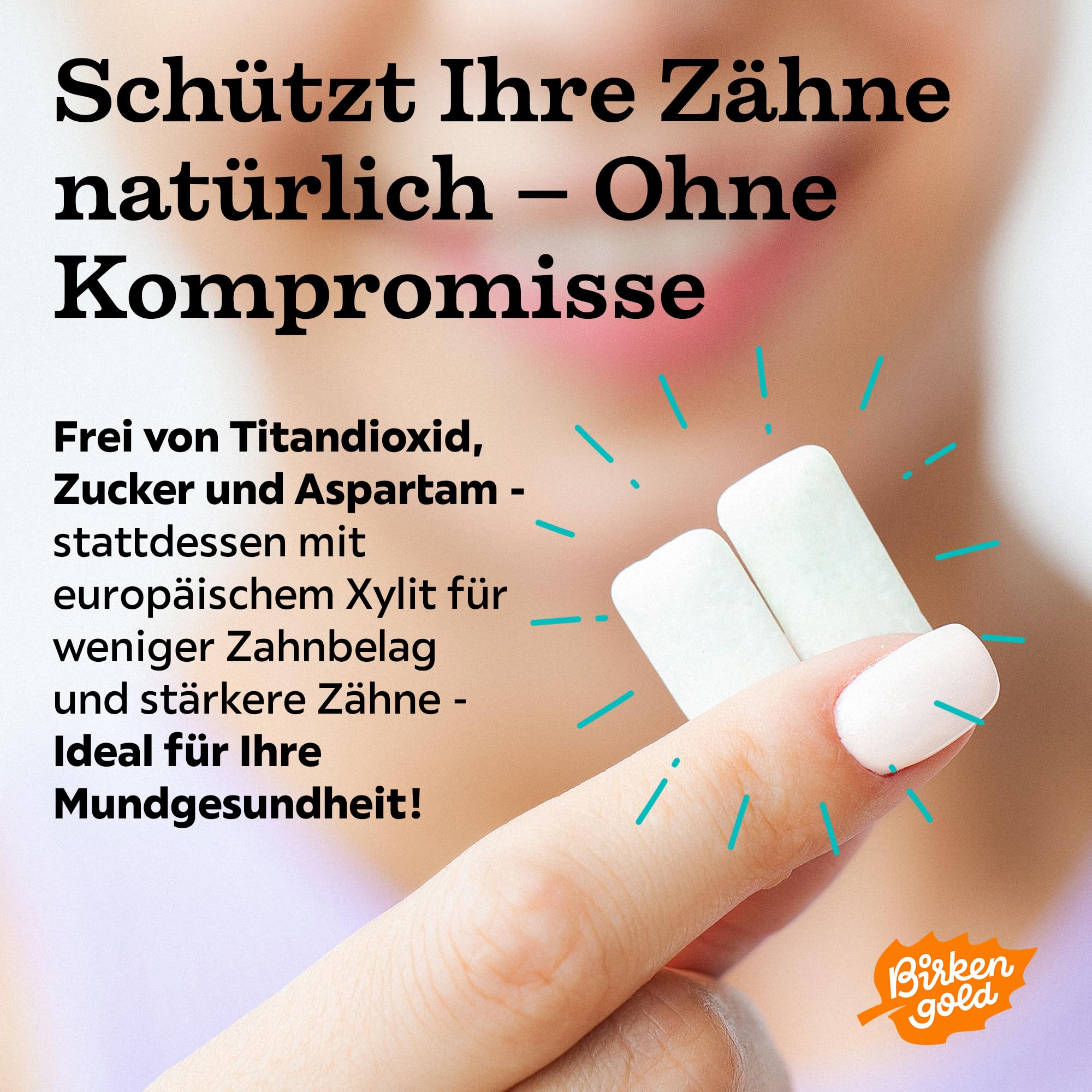 Birkengold Xylit Kaugummi Pfefferminze | 12 Stk. Blister | Zahnpflege-Kaugummi | Zuckerfrei | Hoher Xylit-Anteil 70% | Vegan | Ohne Titandioxid | Ohne Aspartam | Mit Birkenzucker
