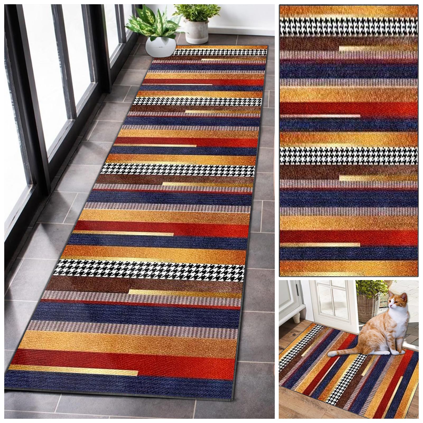 Hallway Runner Washable Kitchen Runner Rug Non Slip Carpet Runners for Hallway Long Hall Runner Narrow Rugs Floor Carpet Runner Low Pile Area Rug Runner for Bedroom Entryway Laundry 40 x 60 cm
