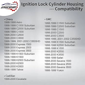 Ignition Lock Cylinder Housing, Compatible With 1998-2002