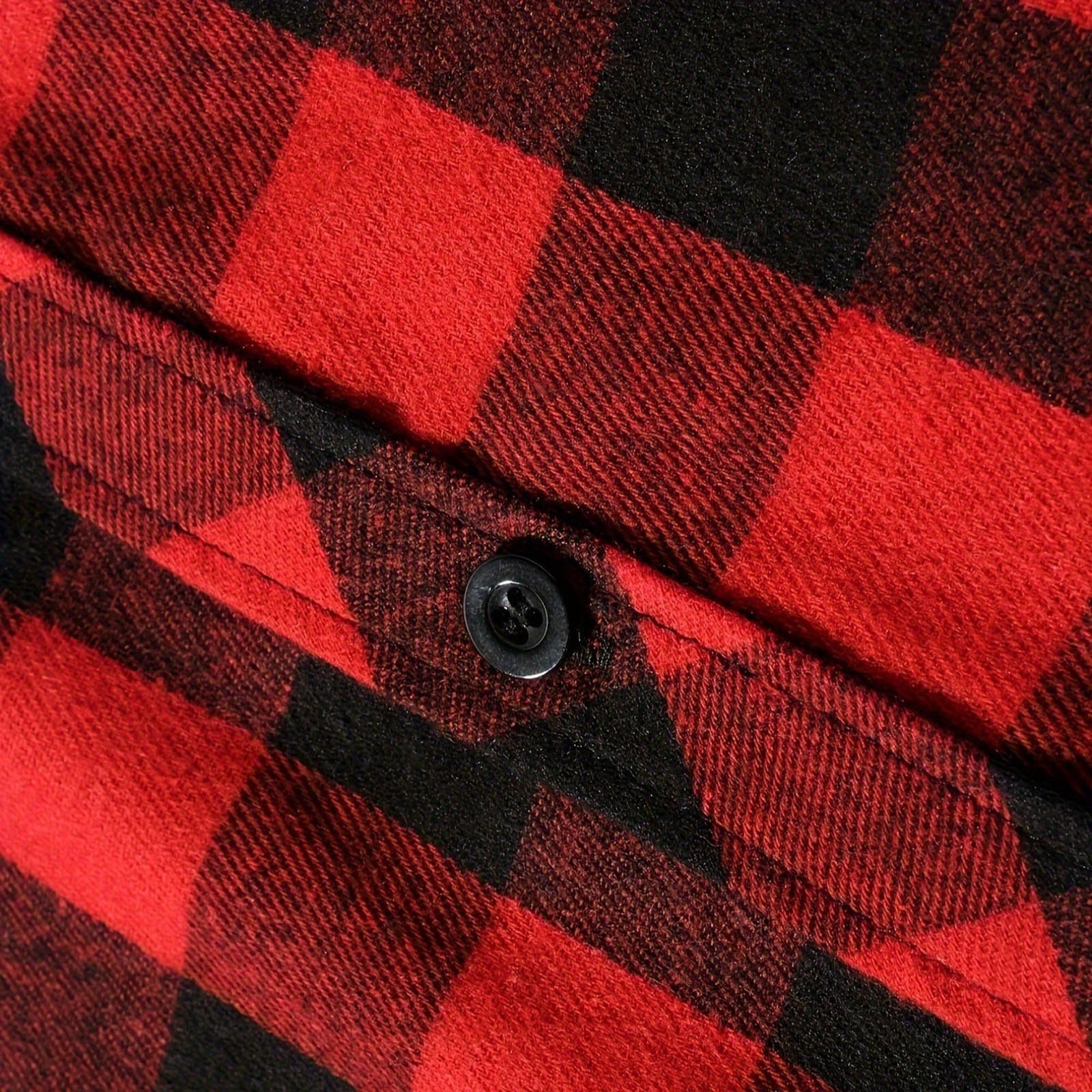 Shirts for Men Long Sleeve Fashion Casual Button Down Plaid Shirt Drawstring Hooded Jackets Lightweight Shacket 2026 — view 6