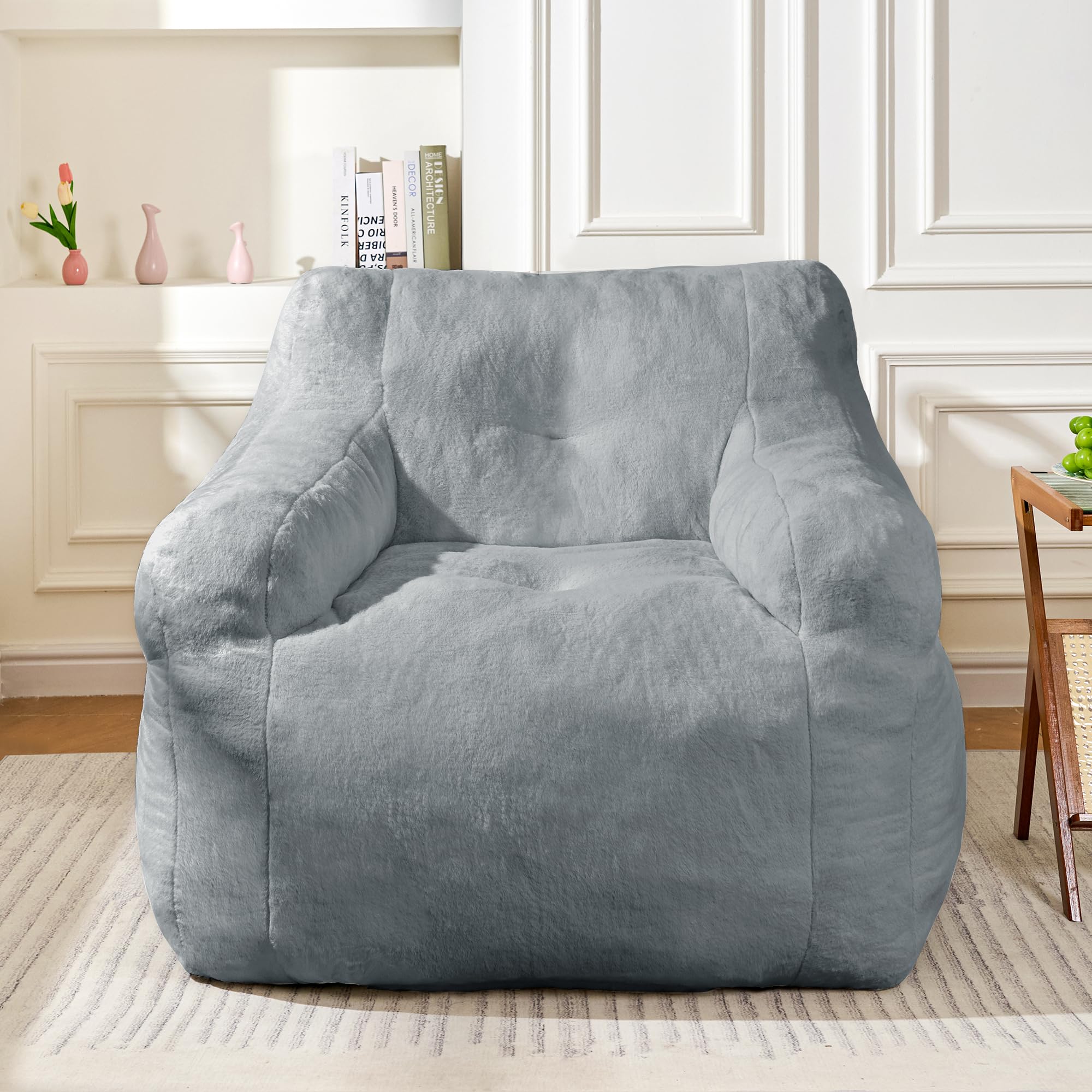 Cvortll Giant Bean Bag Chair with Arms - Premium Memory Foam Filling Couch Chair, 3ft Large BeanBag Chairs Lounger for Living Room, Bedroom, Gaming,