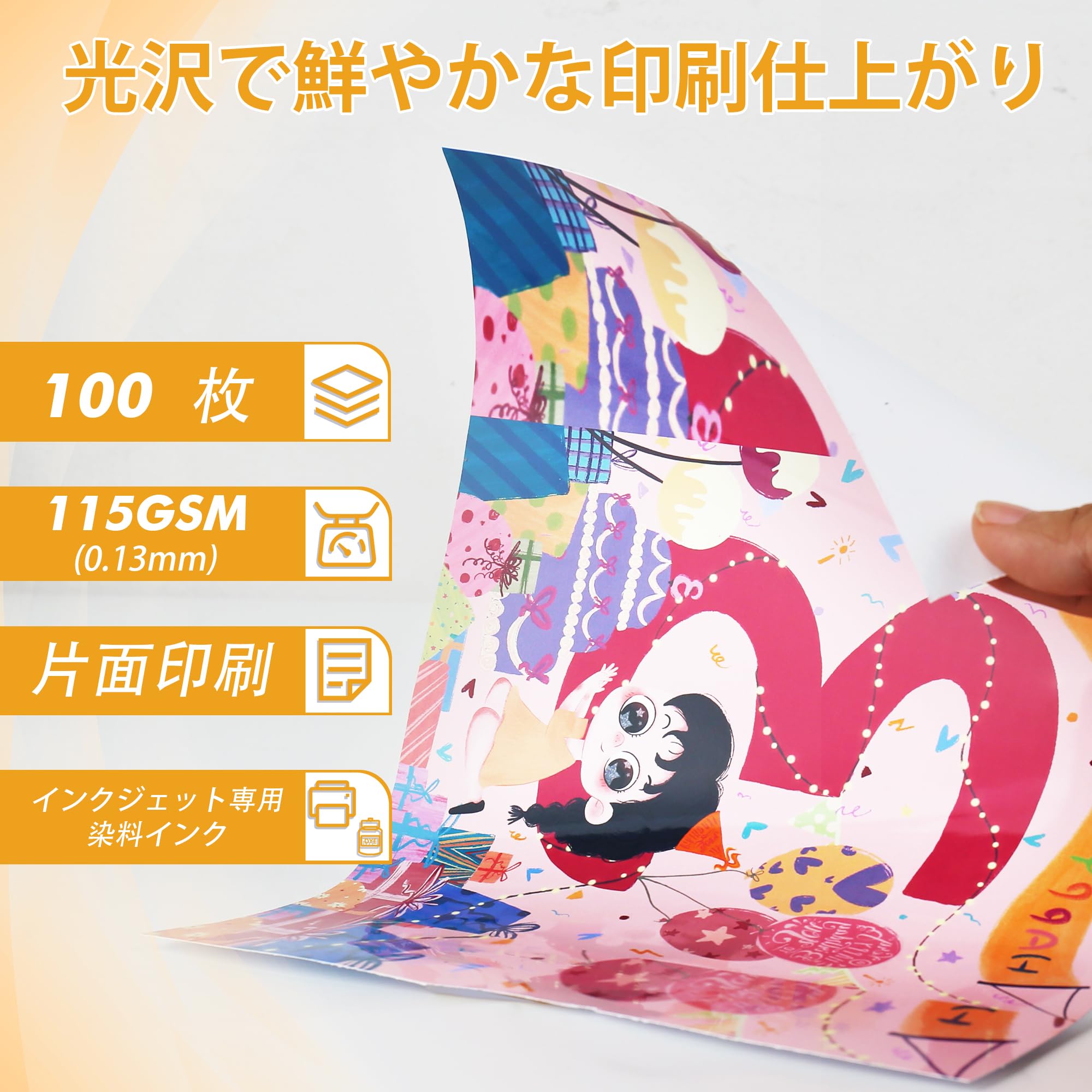 描いた絵　提供は光沢紙にプリントしパウチしたもの Amazon | Koala 写真用紙 きれいな光沢紙 0.13mm 薄手 A4 100枚入り