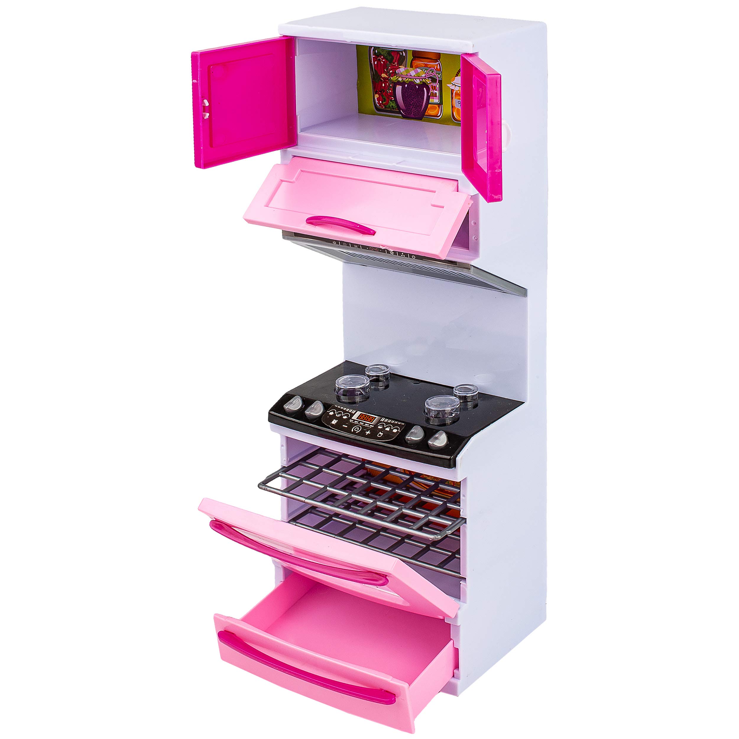 alles-meine.de GmbH Puppenhaus Möbel - Sound & Licht - 31 cm groß - Backofen + Herd + Geschirrspüler + Mikrowelle + Spüle - mit Zubehör - Miniatur Puppenstube Küche - passend für..
