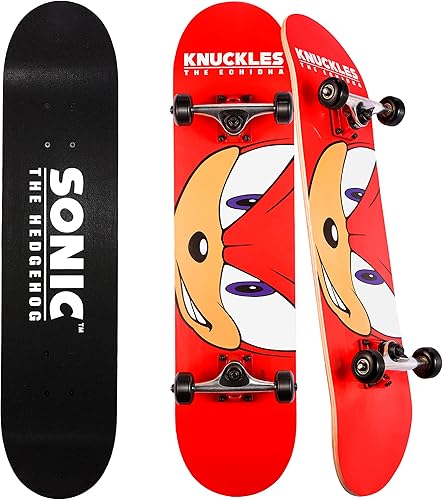 Sonic Character Skateboards - Monopatín Cruiser con rodamientos ABEC 5, cubierta duradera, ruedas lisas