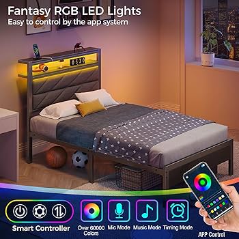 Amazon.com: Seventable Bed Frame Twin Size with Charging