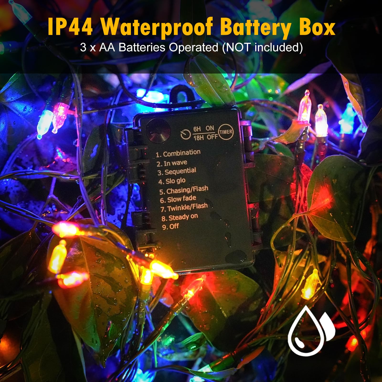 Luci di Natale a batteria, confezione da 4 mini luci trasparenti da 50 LED, 8 modalità con timer, impermeabili, per Natale, interni ed esterni, decorazione per la casa, bianco caldo