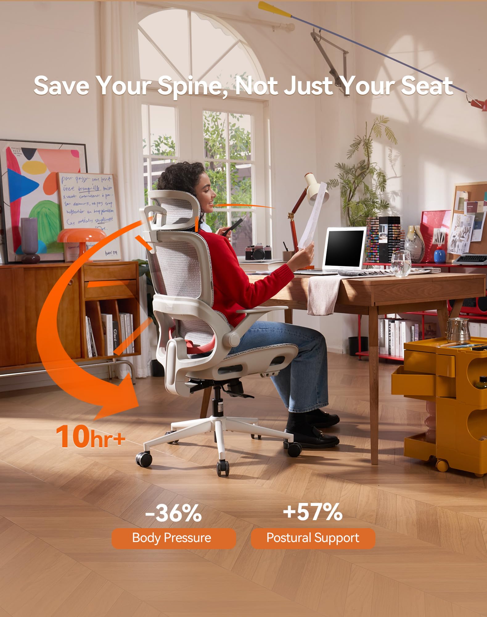 SIHOO B100 Mesh Office Chair, Comfy Ergonomic Office Chair view 2