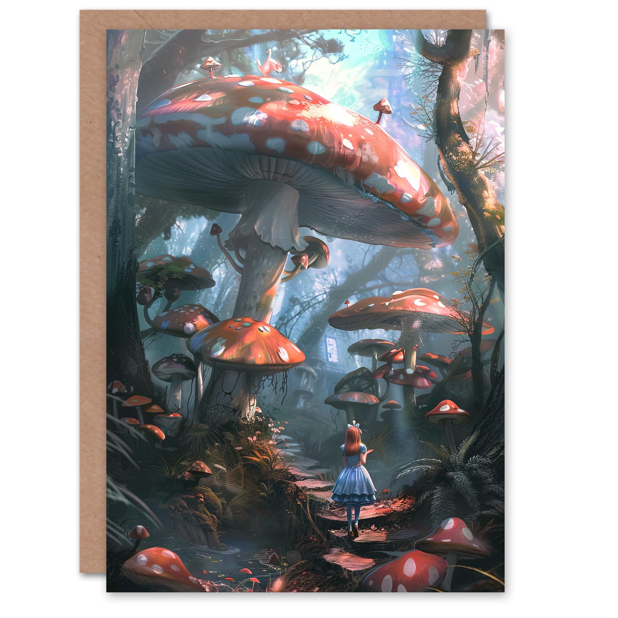 Artery8 Alice in Wonderland Mushroom Forest Concept Art Greeting Birthday Card Him Her All Blank