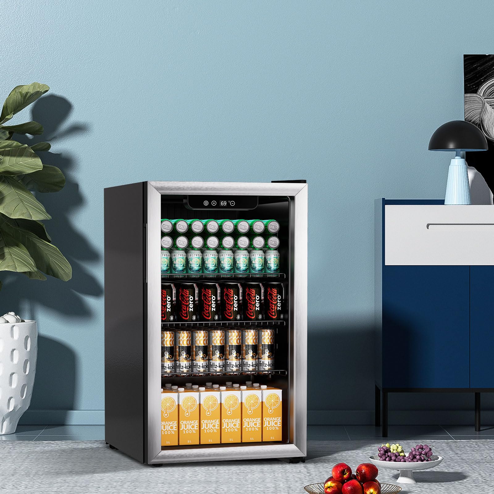 Stopsad Compact Beverage Refrigerator Cooler, 105 Can/3.0 Cubic Feet Mini Fridge With Glass Front Door, Digital Display Small Refrigerator With Adjustable Shelves For Soda, Beer Or Wine on Fridge.com - View 6