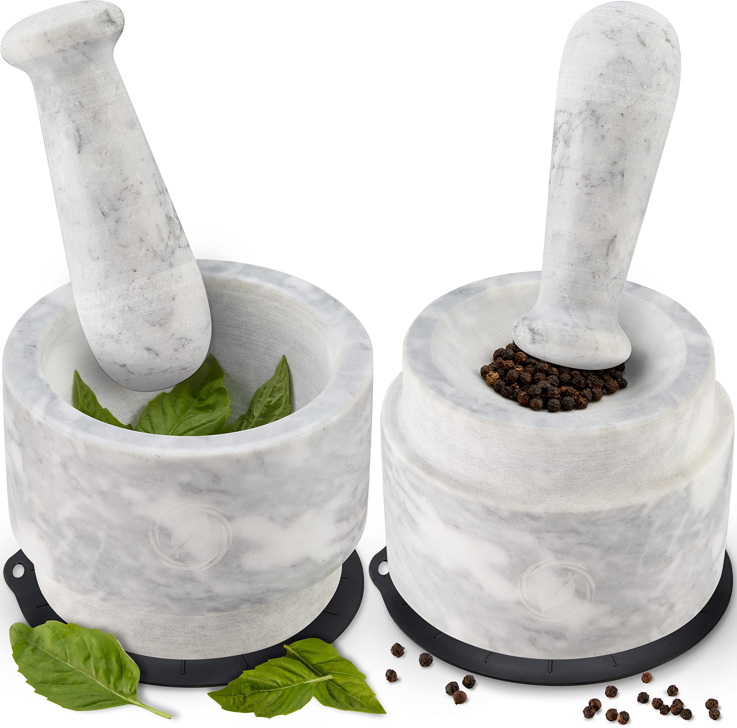 Buy Laevo Mortar and Pestle Set (Large) White Marble Stone Spice