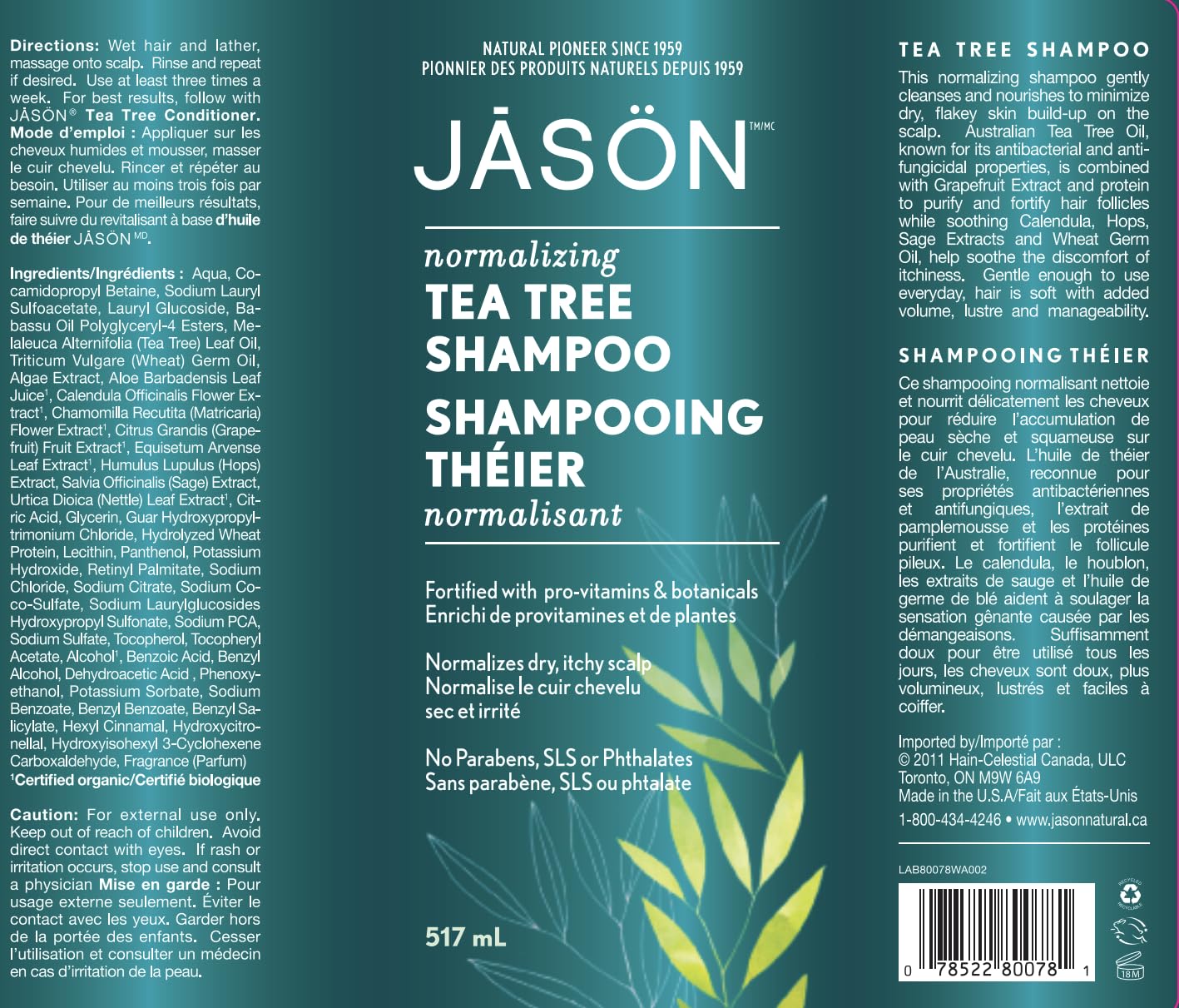 Amazon.com : Jason Natural Cosmetics Tea Tree Oil Therapy Shampoo