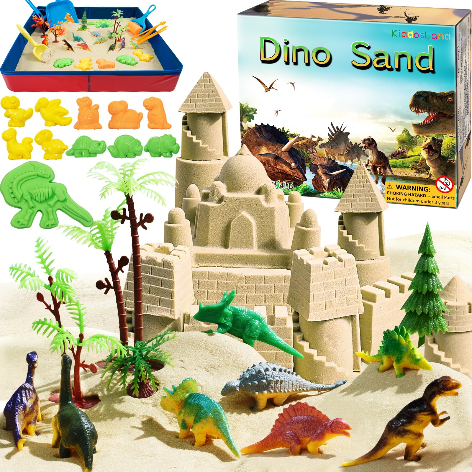 KiddosLand Sable Magique de Jeu 900g, Ensemble Classique Animaux - Dinosaure,Convient aux Enfants de Plus de 3 Ans, Cadeau Parfa
