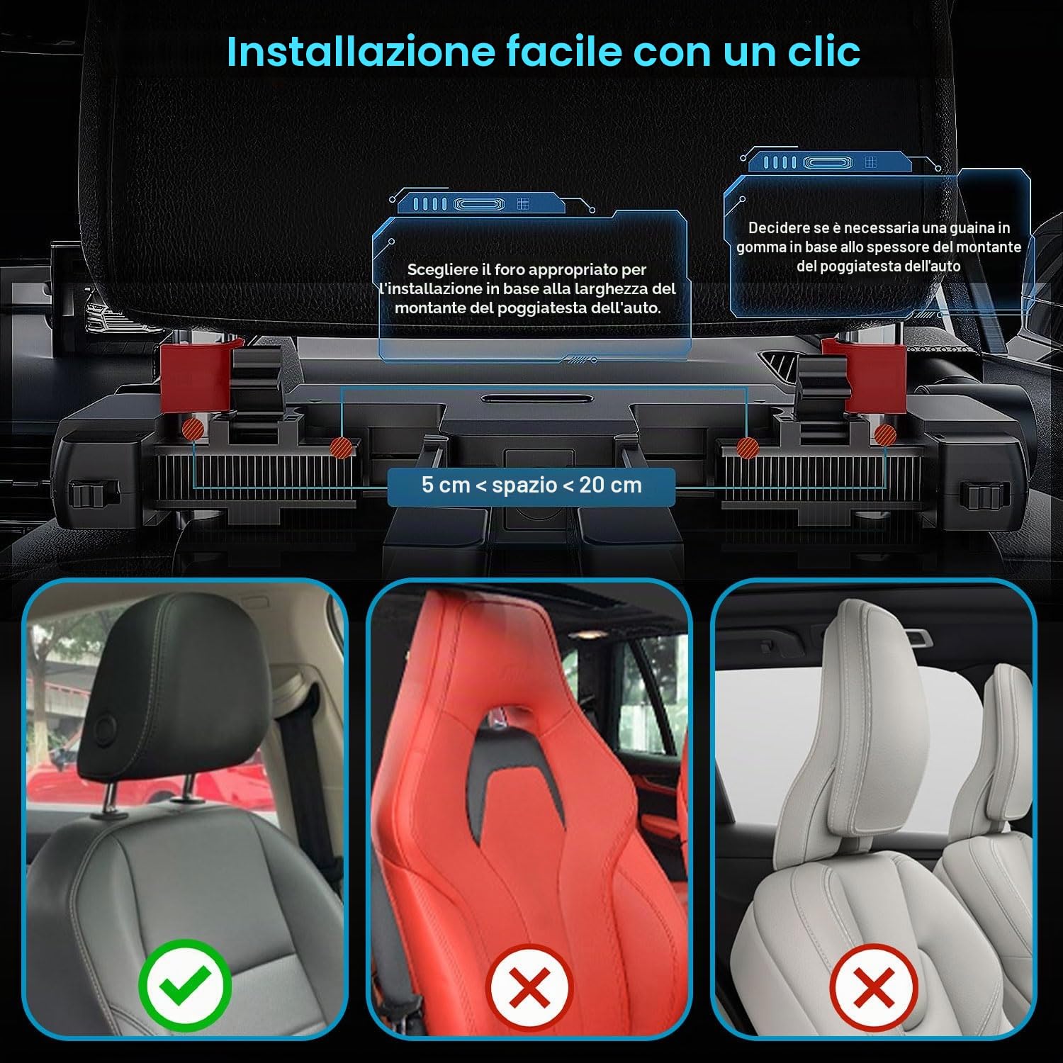 Poggiatesta Auto,180°Regolabile Telescopico Smontare Dell'auto Supporto Per Il Collo Dormire Poggiatesta Laterale,Adatto Per Il Supporto Della Testa di Adulti e Bambini (Nero A05 PVC)