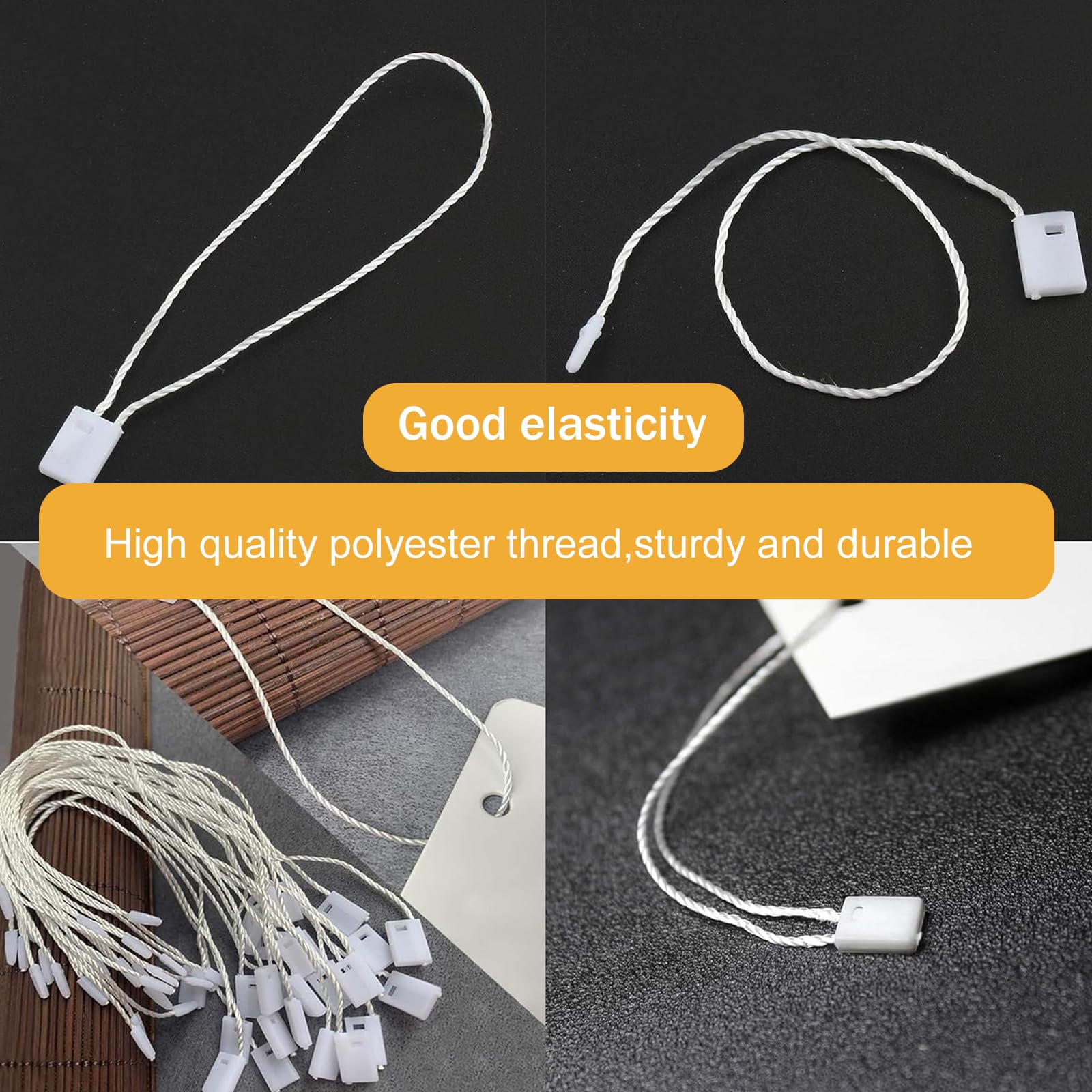 1000 Pezzi Cordini Per Etichette - Con Clip In Plastica, Nero, Per Abbigliamento E Bagagli - Foto 11