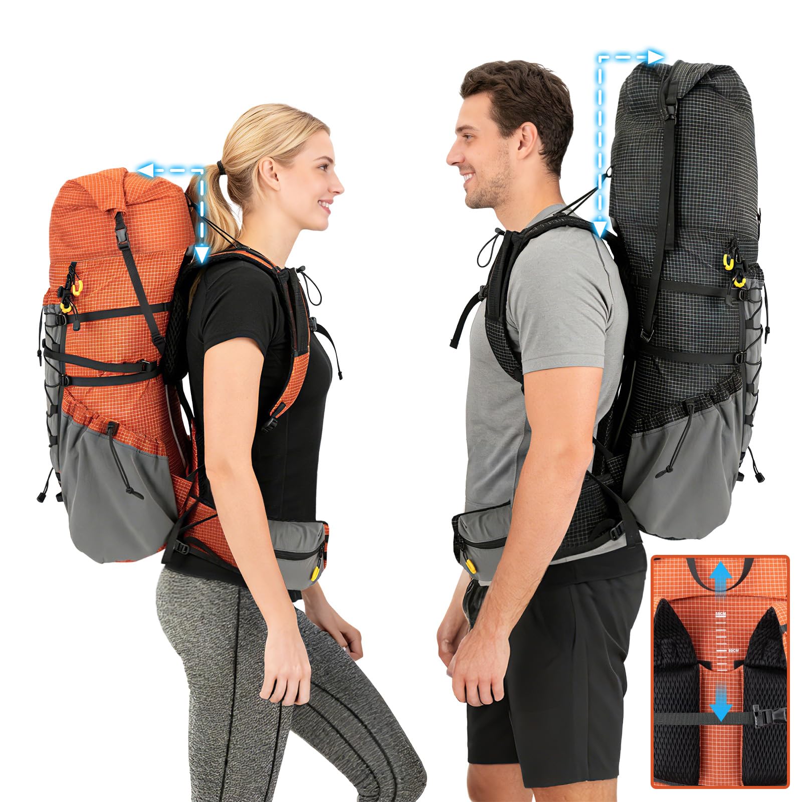 Night Cat Mochila Trekking Ultraligera: Mochila Hombre Mujer Impermeable 70L Grande para Montaña Viaje y Senderismo