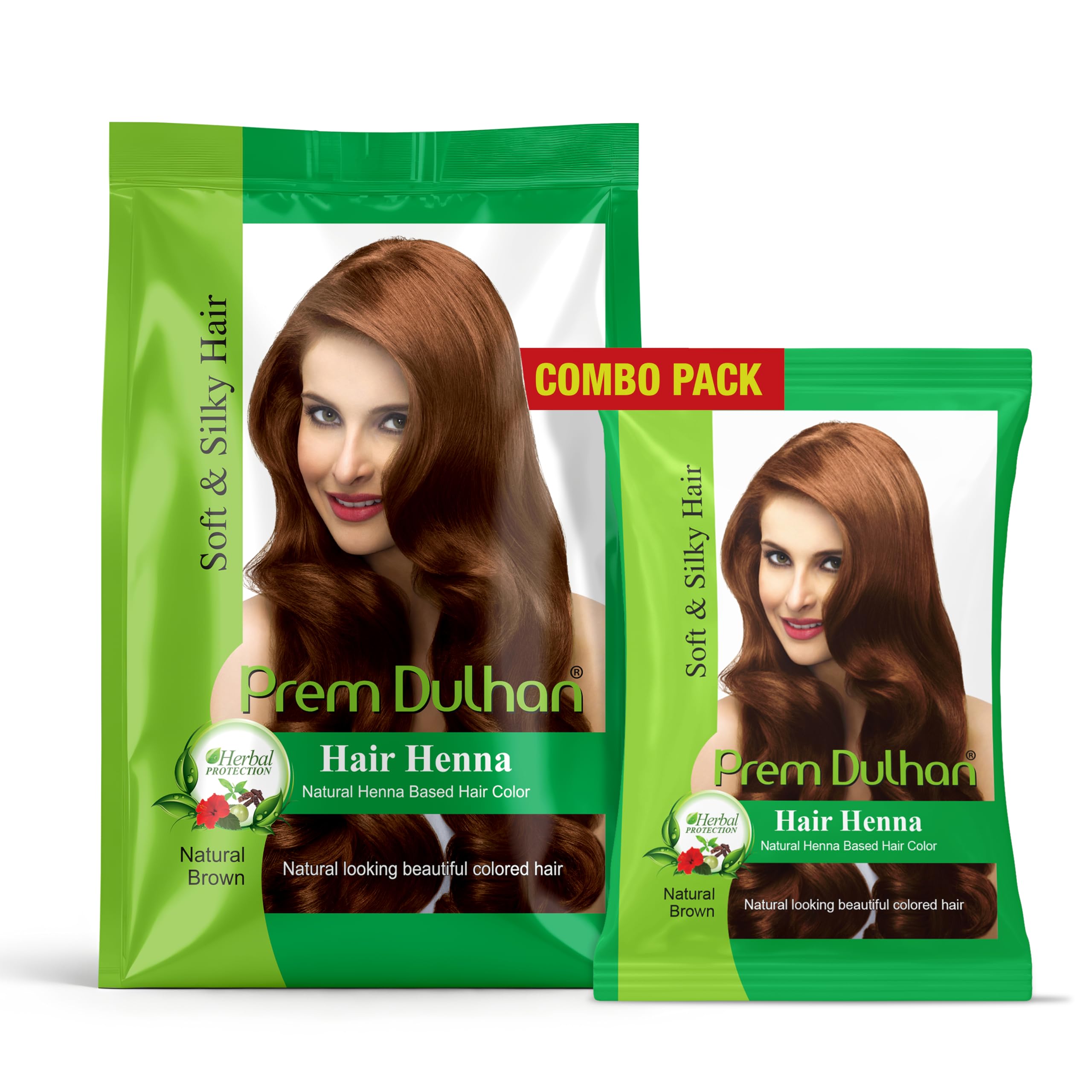 Prem Dulhan Natural Henna Based Hair Color Combo Pack 125 + 60 gm, Natural Brown Shade with Herbal Protection, Soft and Silky Hair-image-42