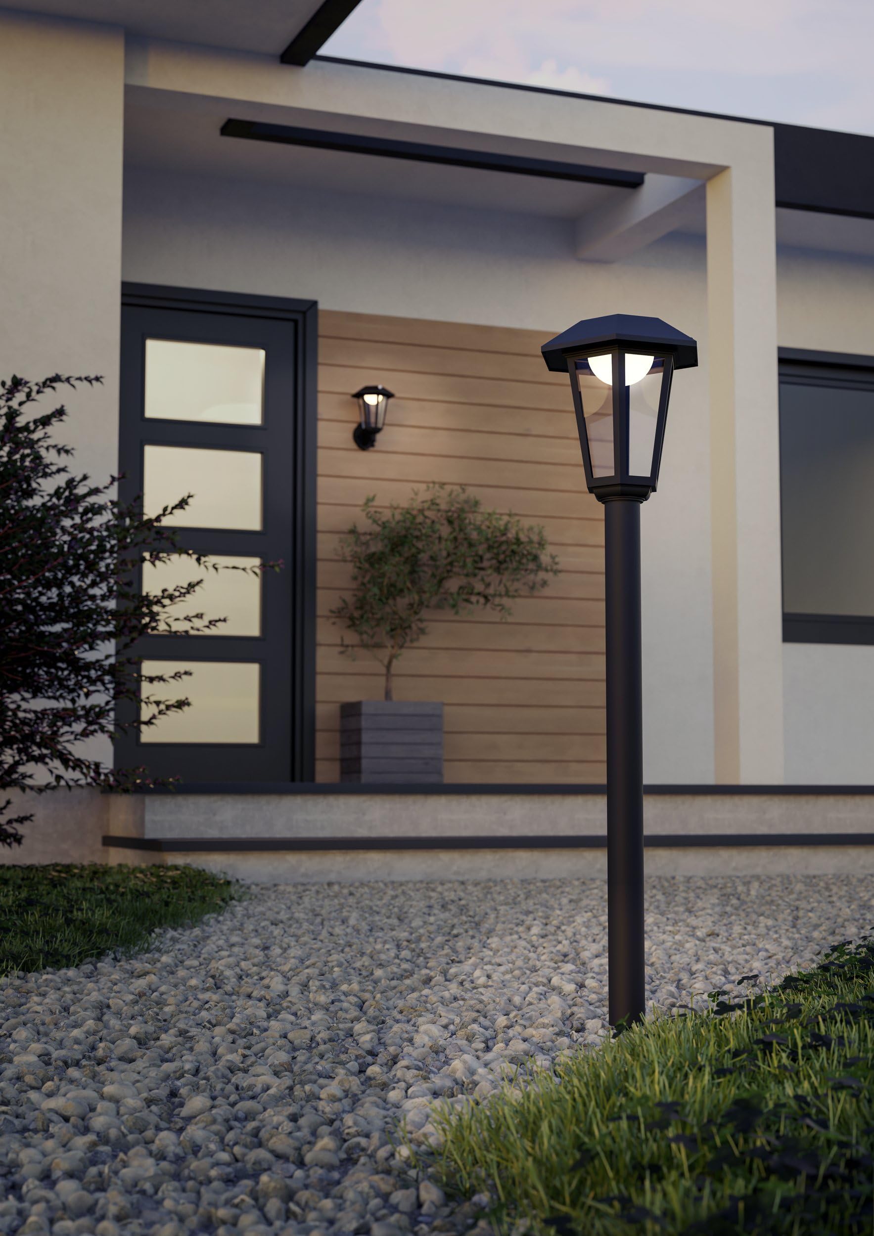 EGLO Solar Gartenleuchte Prietta, 800 Lumen Wegeleuchte | mit Erdspieß und Bewegungsmelder, Solarlampe Laterne für außen, schwarze Outdoor Lampe Garten, warmweiß, IP44
