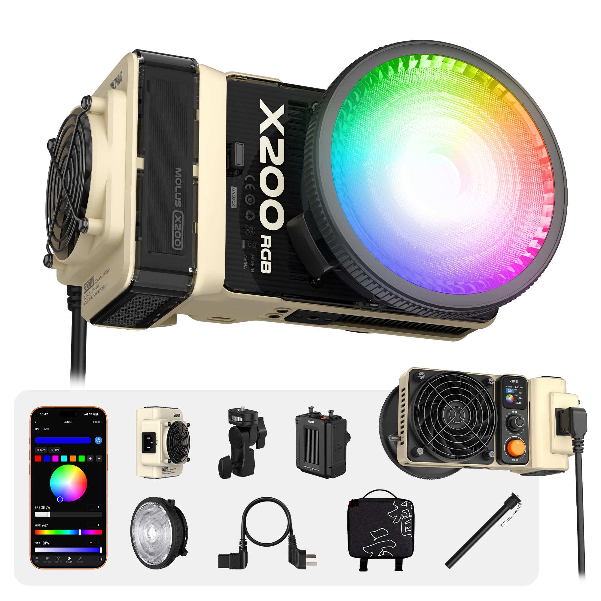 Amazon | [公式旗艦店] ZHIYUN MOLUS X200 RGB Combo 200W ビデオ