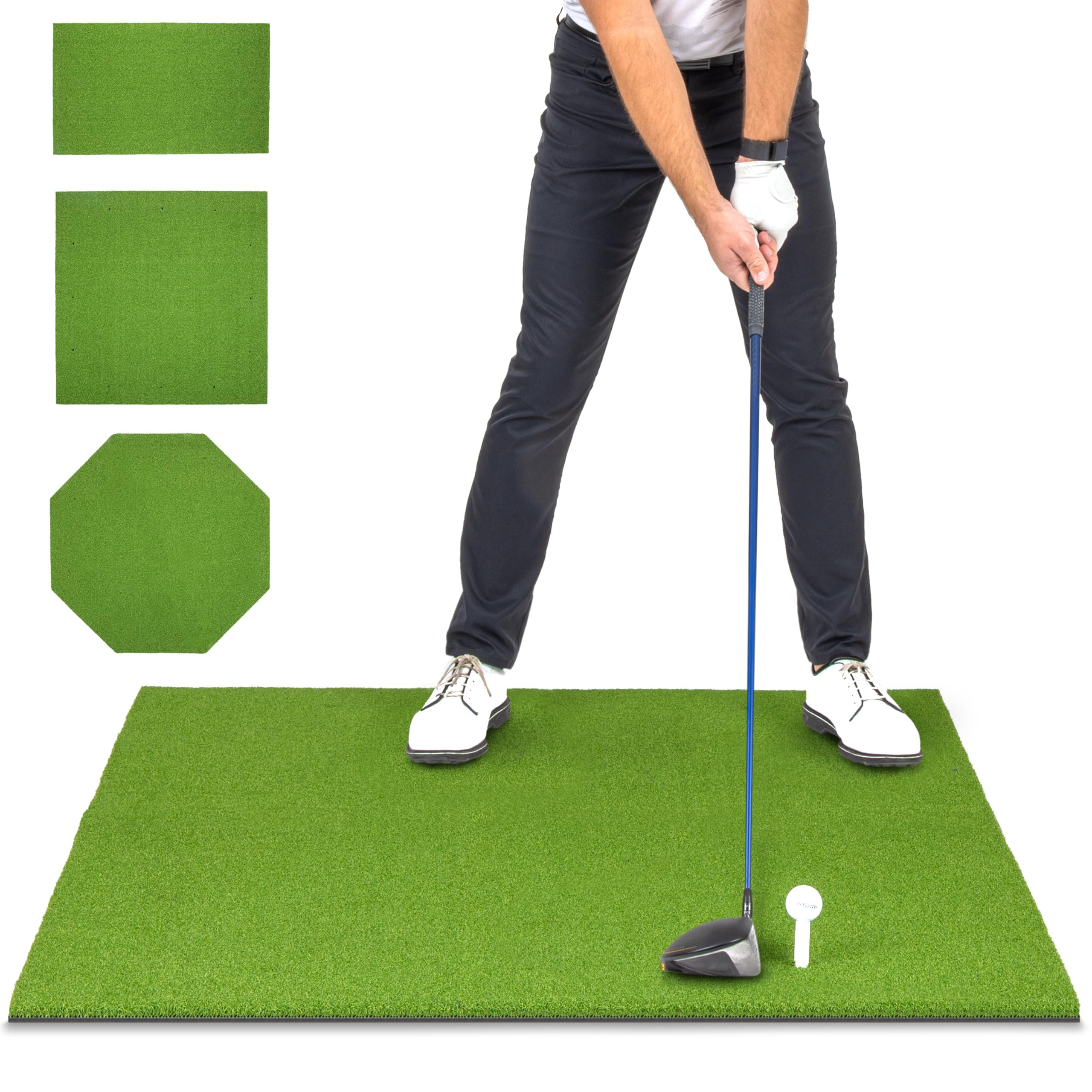 GoSports Golf Hitting Mats - Artificial Turf Training Mat for Indoor/Outdoor Swing Practice, Includes 3 Rubber Tees - Choose Your Style
