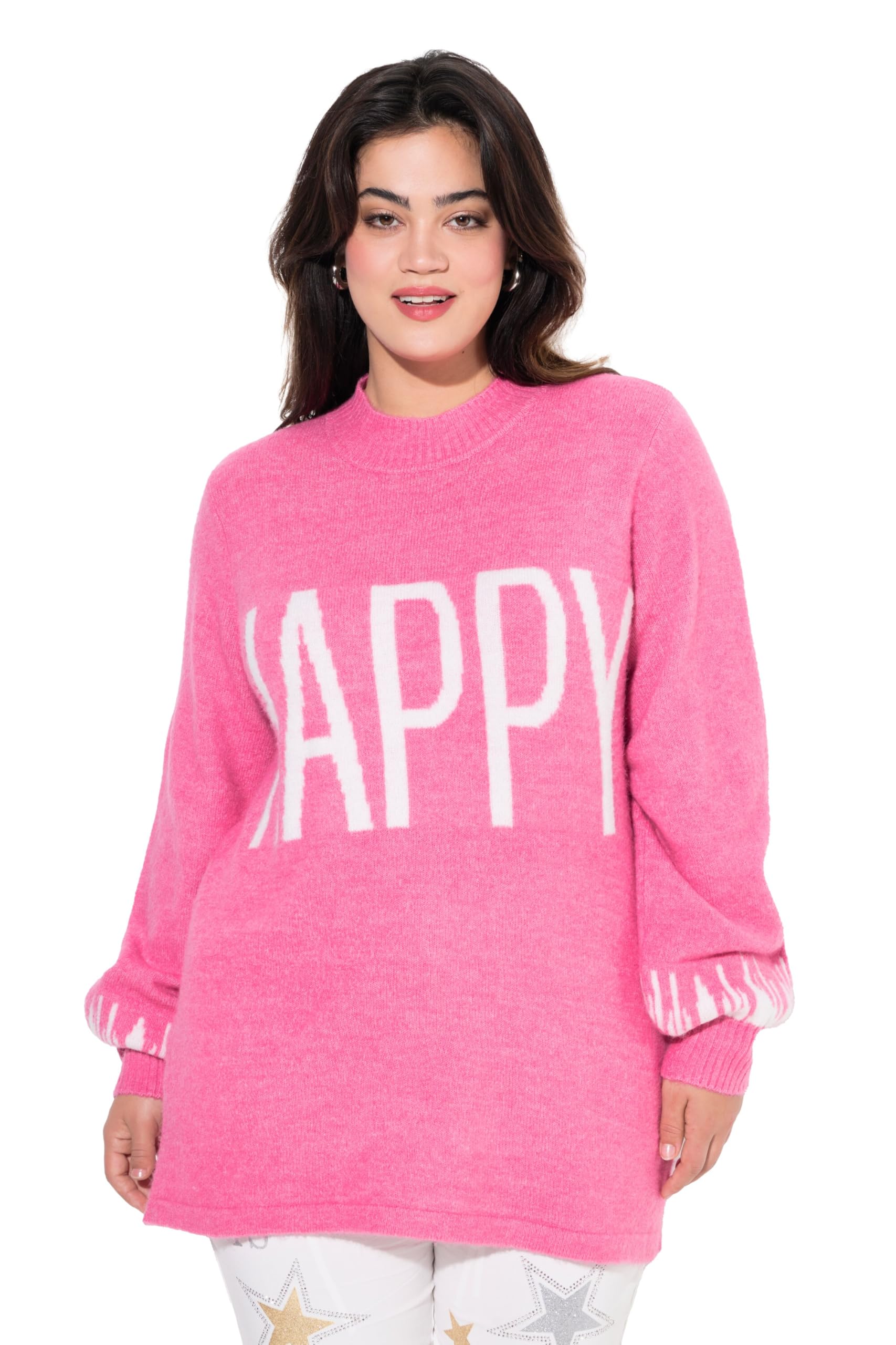 Angel of Style Damen große Größen Übergrößen Plus Size Pullover, Happy-Statement, Ballon-Langarm 837599