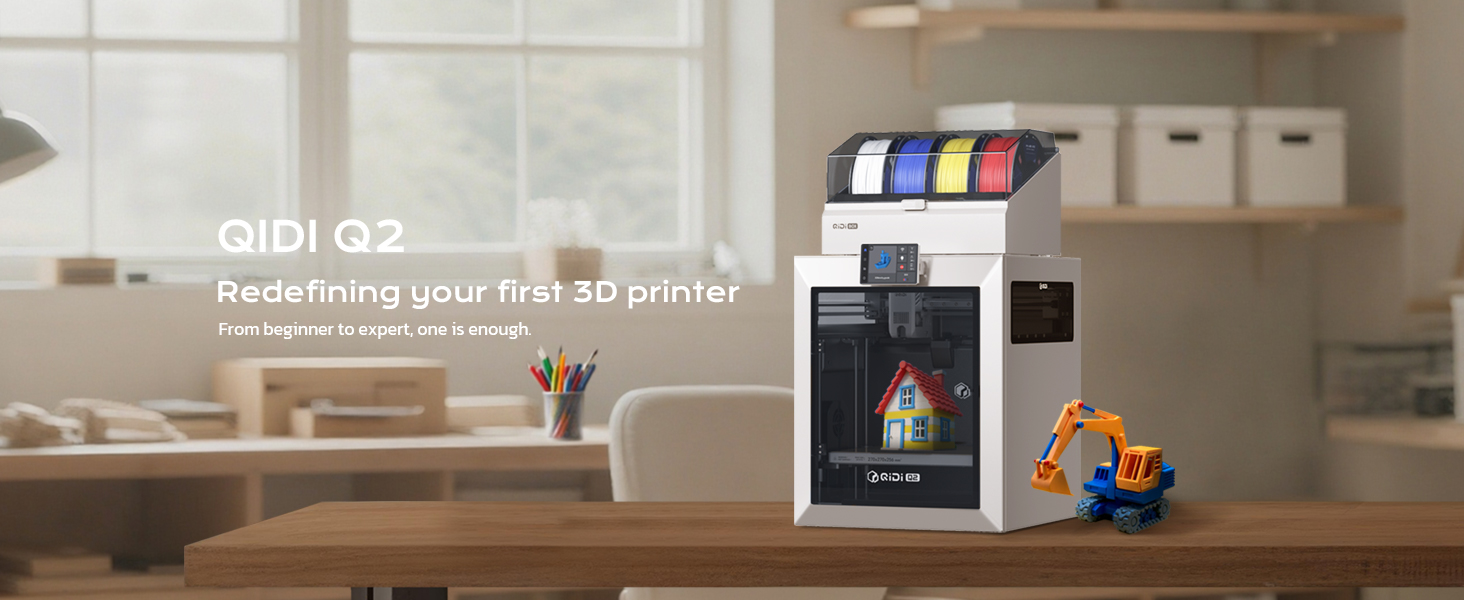 QIDI Q2 3D Printer 2025 Upgrade, Enclosed FDM with 65℃ Heated