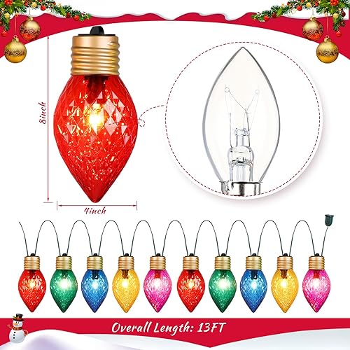Miniatura 2 de Treela 2 rollos de 20 luces LED de 13.5 pies gigantes de Navidad para exteriores, cadena de luces de Navidad gigantes para colgar de 8 pulgadas
