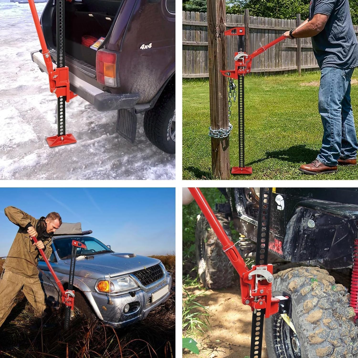 High Lift Farm Jack - 60" Ratcheting Off Road Utility Jacks with 7000 Lbs Capacity,Eavy-Duty Farm Jack Bumper Jacks for Tractor,Truck.Red