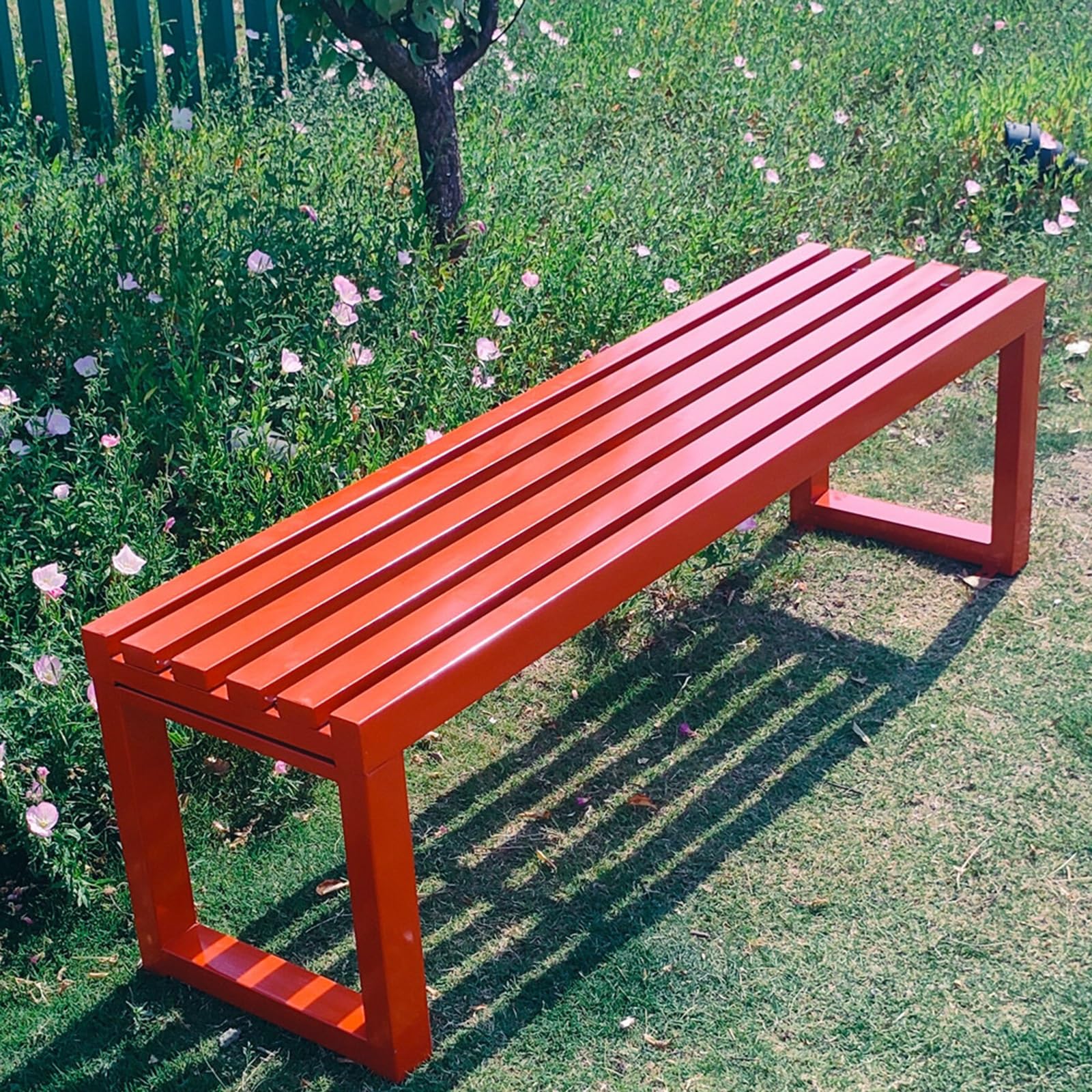 Banc de parc en acier galvanisé rouge 150 cm de haute qualité pour extérieur