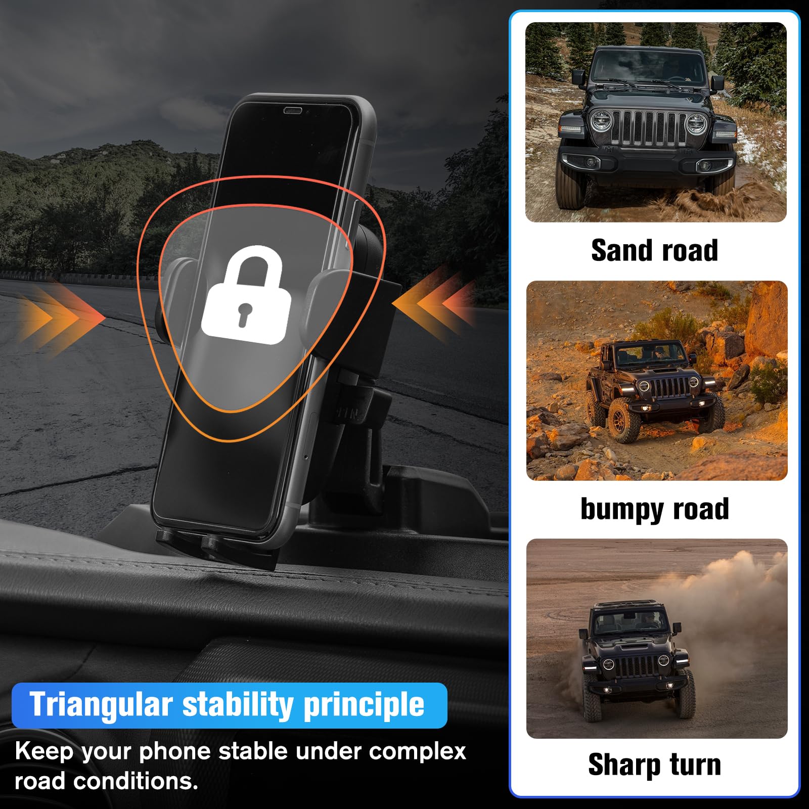 Upgraded Phone Mount For 2018 2019 2020 2021 2022 2023 Jeep Wrangler Jl - View #10