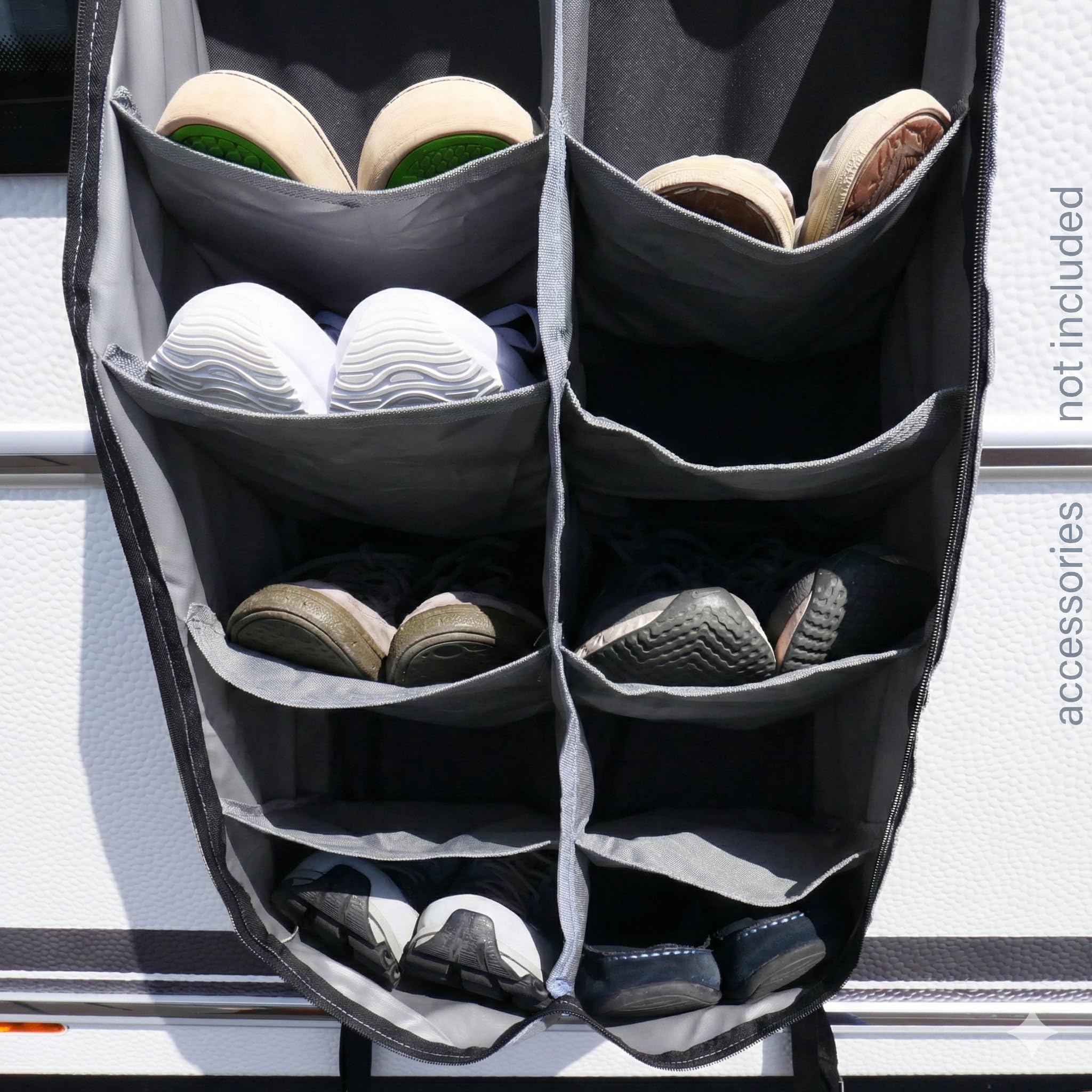 your GEAR Caravan Organizer Shoe - Hängeregal für Zelt, Vorzelt, Wohnwagen 140 x 45 cm, 10 Fächer
