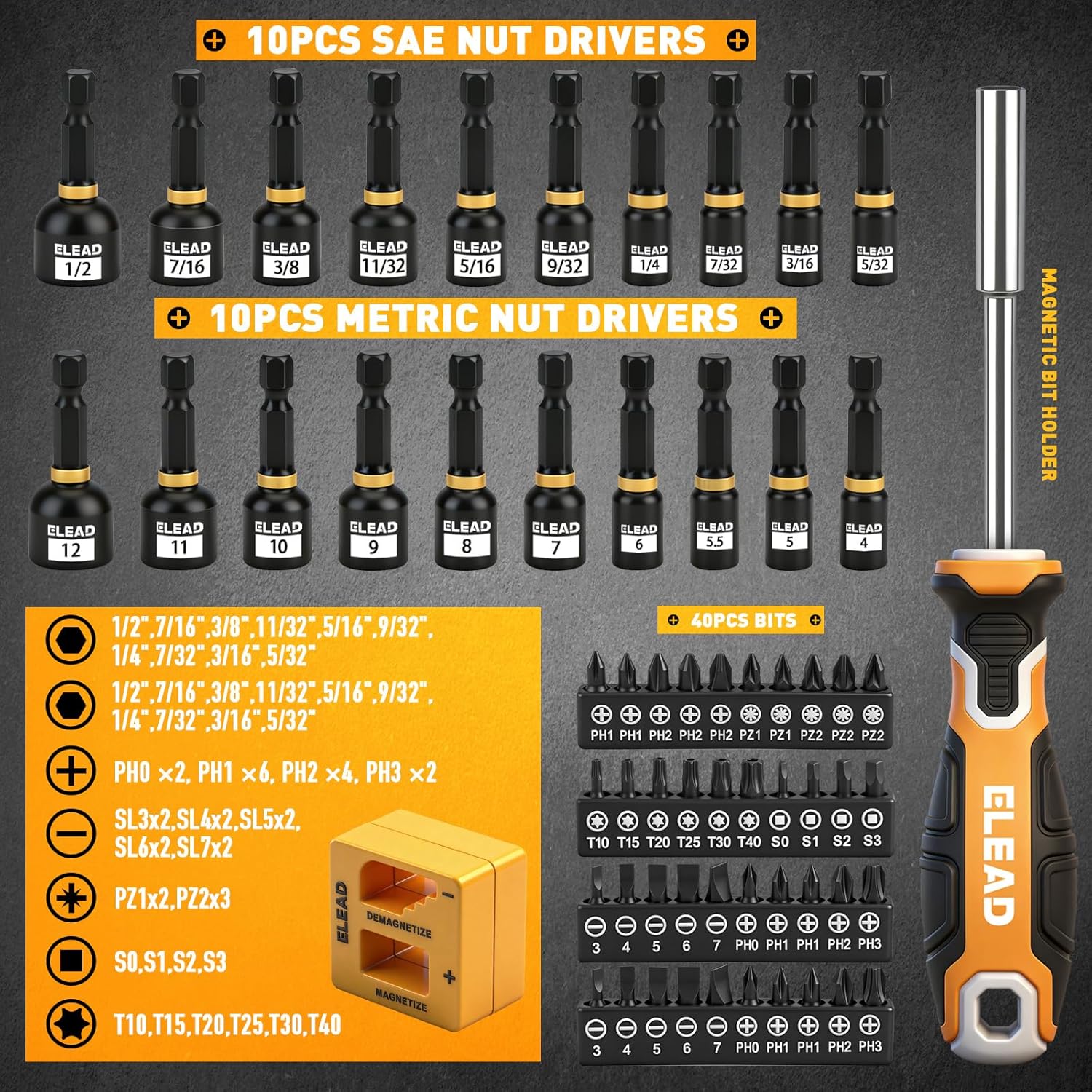 86-Piece Magnetic Screwdriver Set, Torx/Slotted/Phillips Precision Screwdrivers, SAE & Metric Magnetic Nut Driver Set, Screwdriver Bits, Bit Holder with Sturdy Tool Box