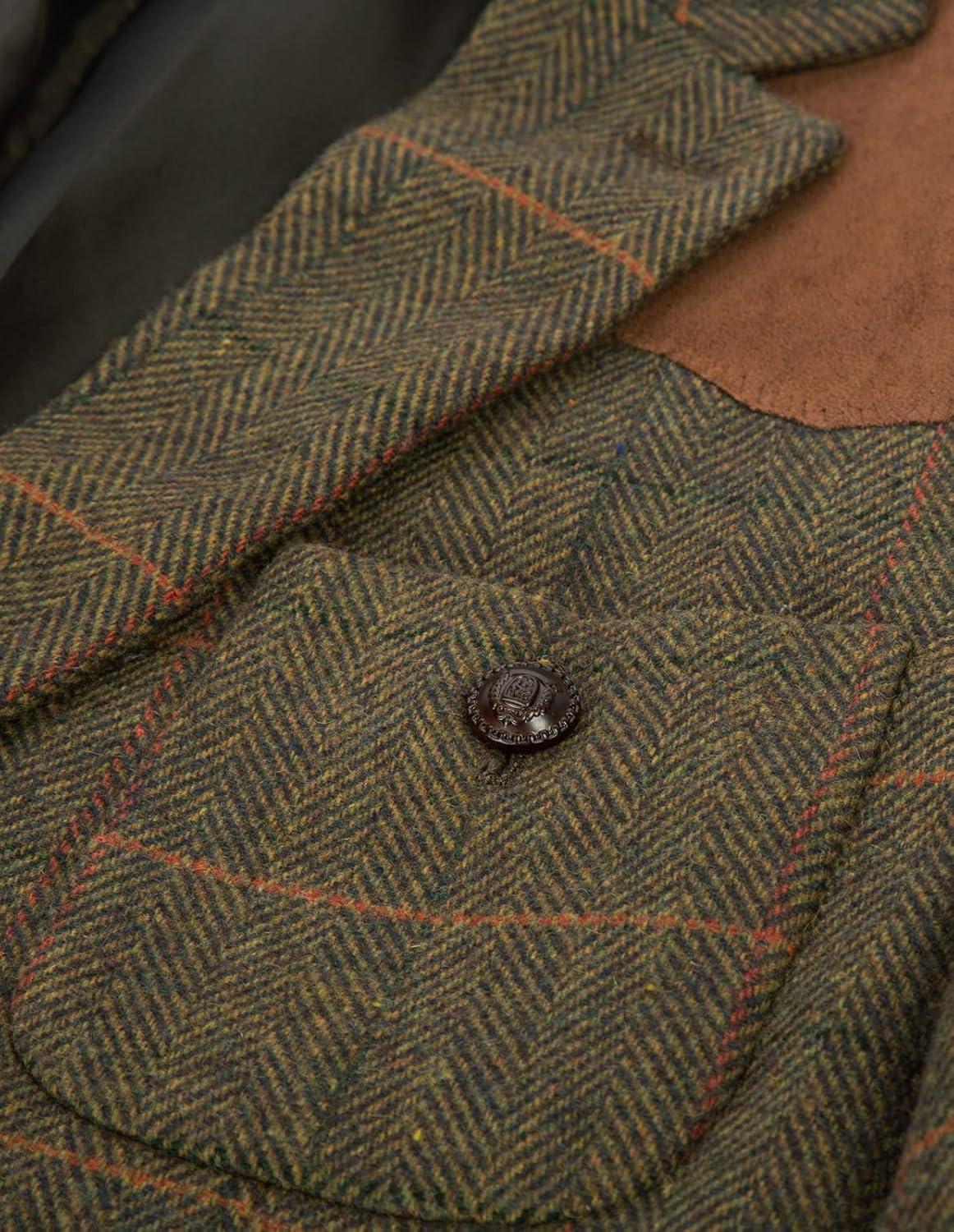 PJ PAUL JONES Men's Blazer Herringbone Tweed Sport Coats Two Button Wool Blend Formal Jacket - Image 5