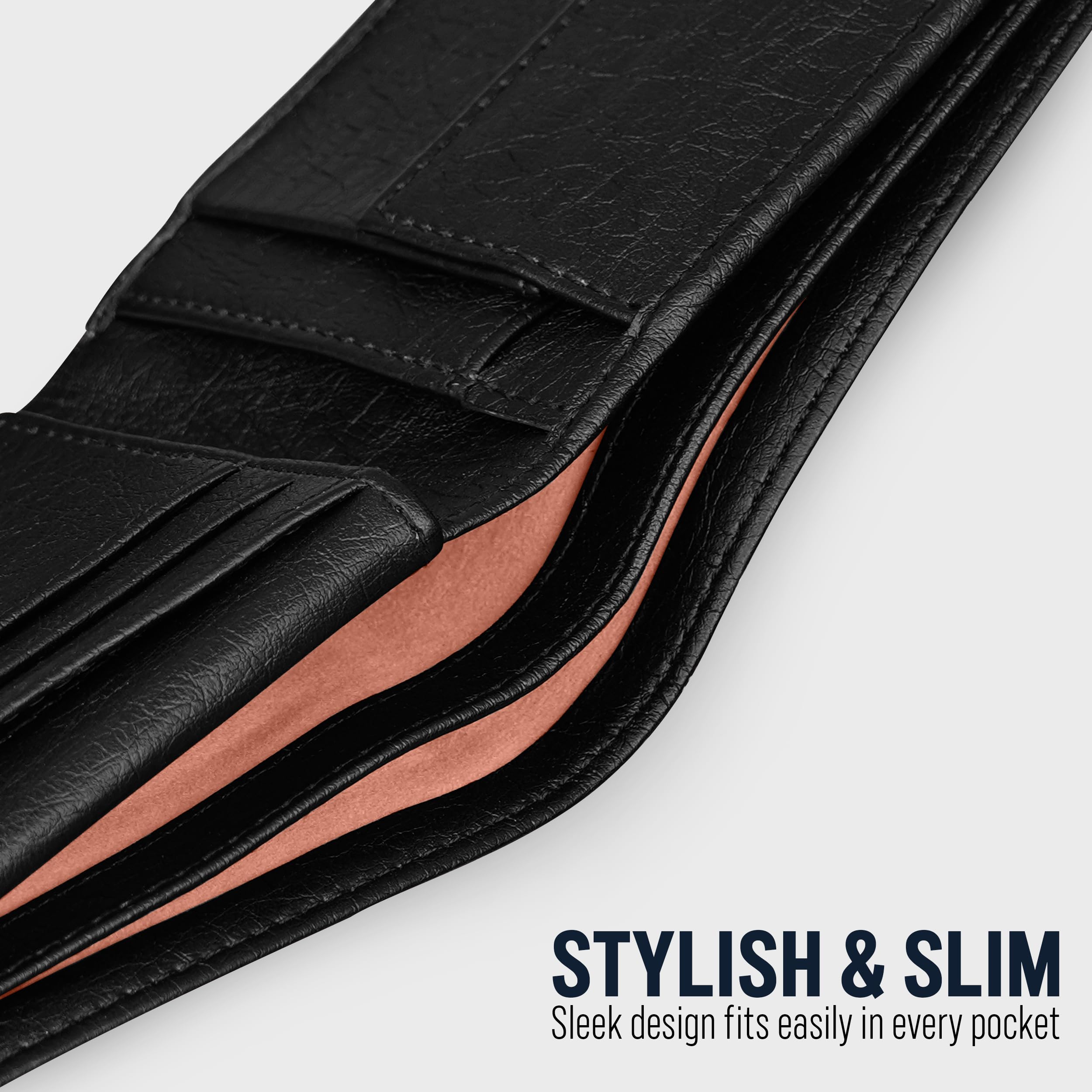 The Wallet Store Premium Quality Textured Men's Wallet - Black