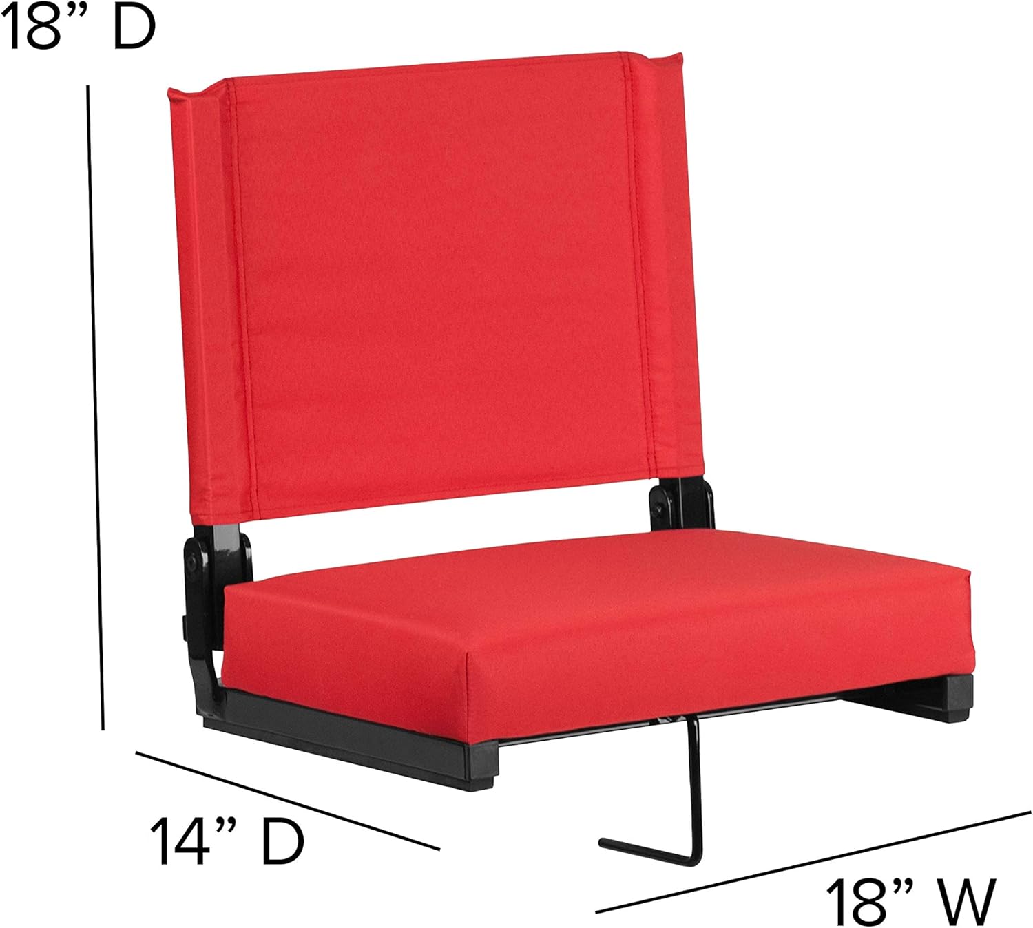 EMMA + OLIVER Set of 2 500 lb. Rated Lightweight Stadium Chair with Ultra-Padded Seat, Red