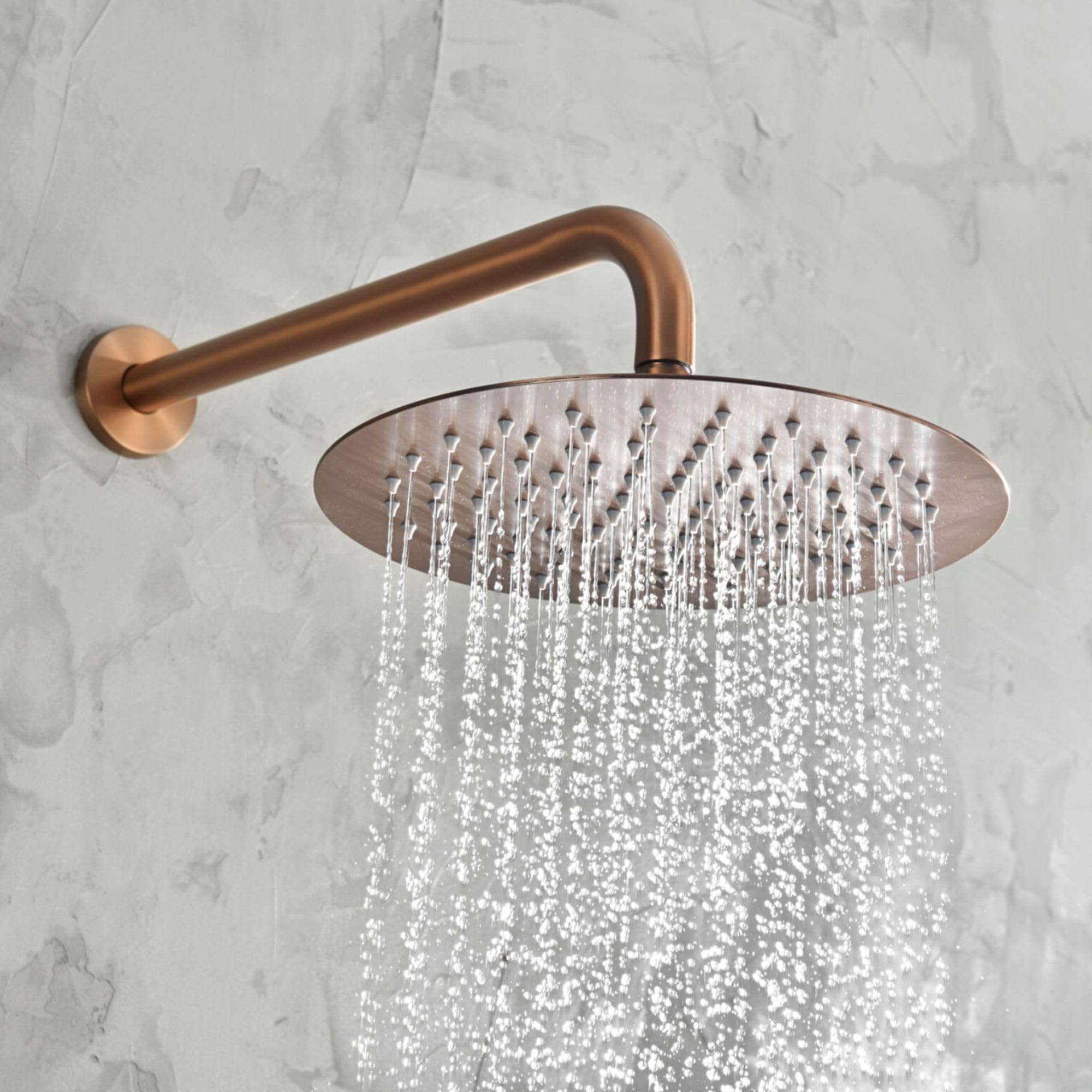 IMEX - Ducha Empotrada Oro Rosa Monomando | Conjunto de Grifería Empotrado con Rociador Antical Efecto Lluvia Cobre | Columna Ducha Empotrada con Grifo en Latón y Acero Inox S.304 (SIN ALCACHOFA)