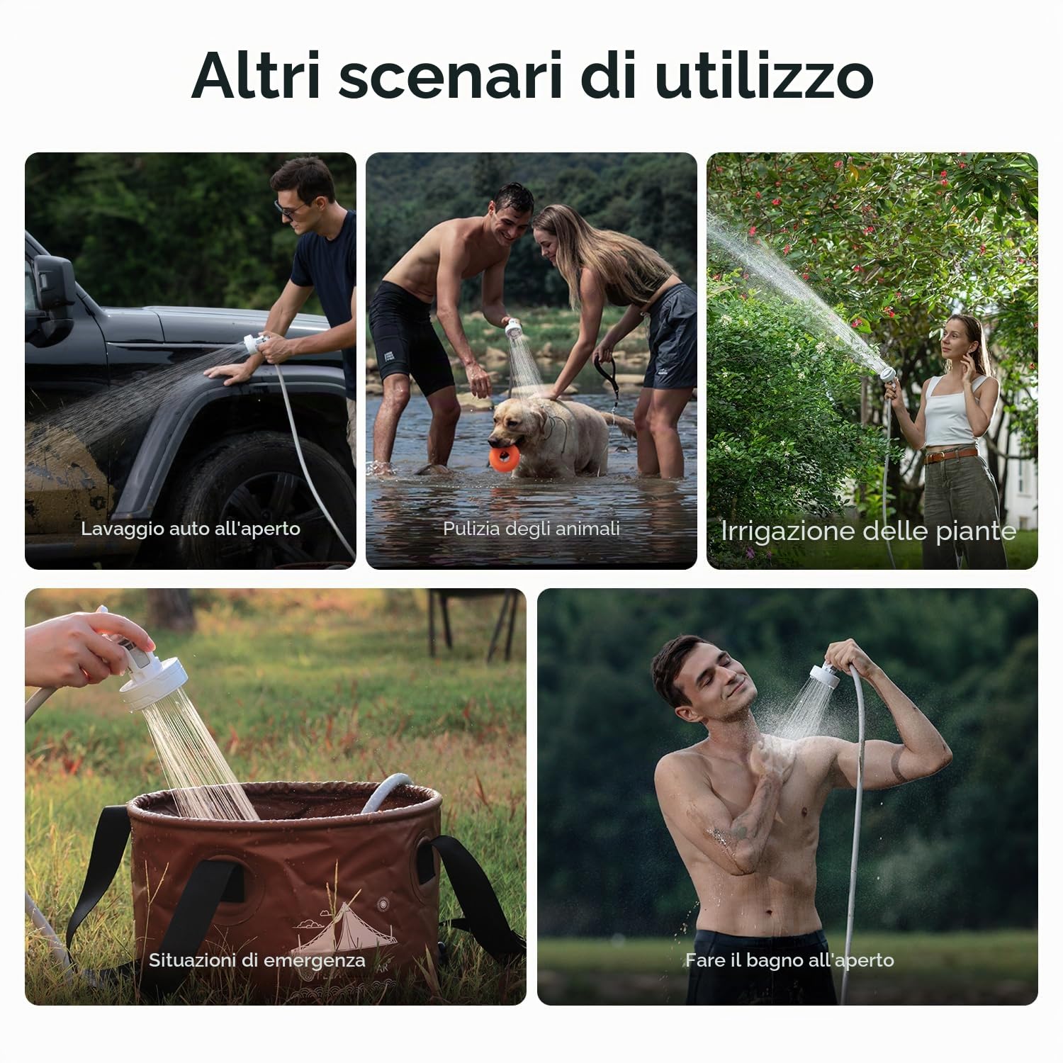 FLEXTAILGEAR Max Shower, Doccia da Campeggio Portatile, Doccia da Campeggio con Pompa dell'Acqua Ricaricabile USB-C, Batteria Ricaricabile da 2500 mAh, Ampia Applicabilità per Campeggio, Escursioni