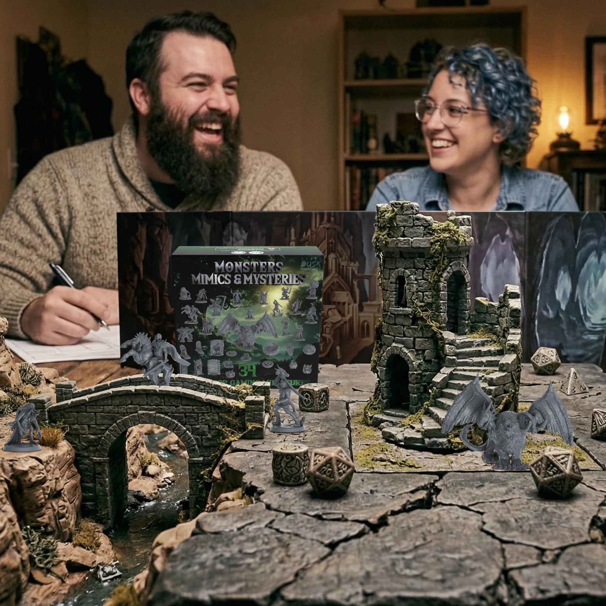 D&D Miniatures - Set di miniature DND Mimic, mostro e boss della chimera, 28 mm | 66 pezzi multicolore con più creature per gruppi più grandi e campagne di lunga durata